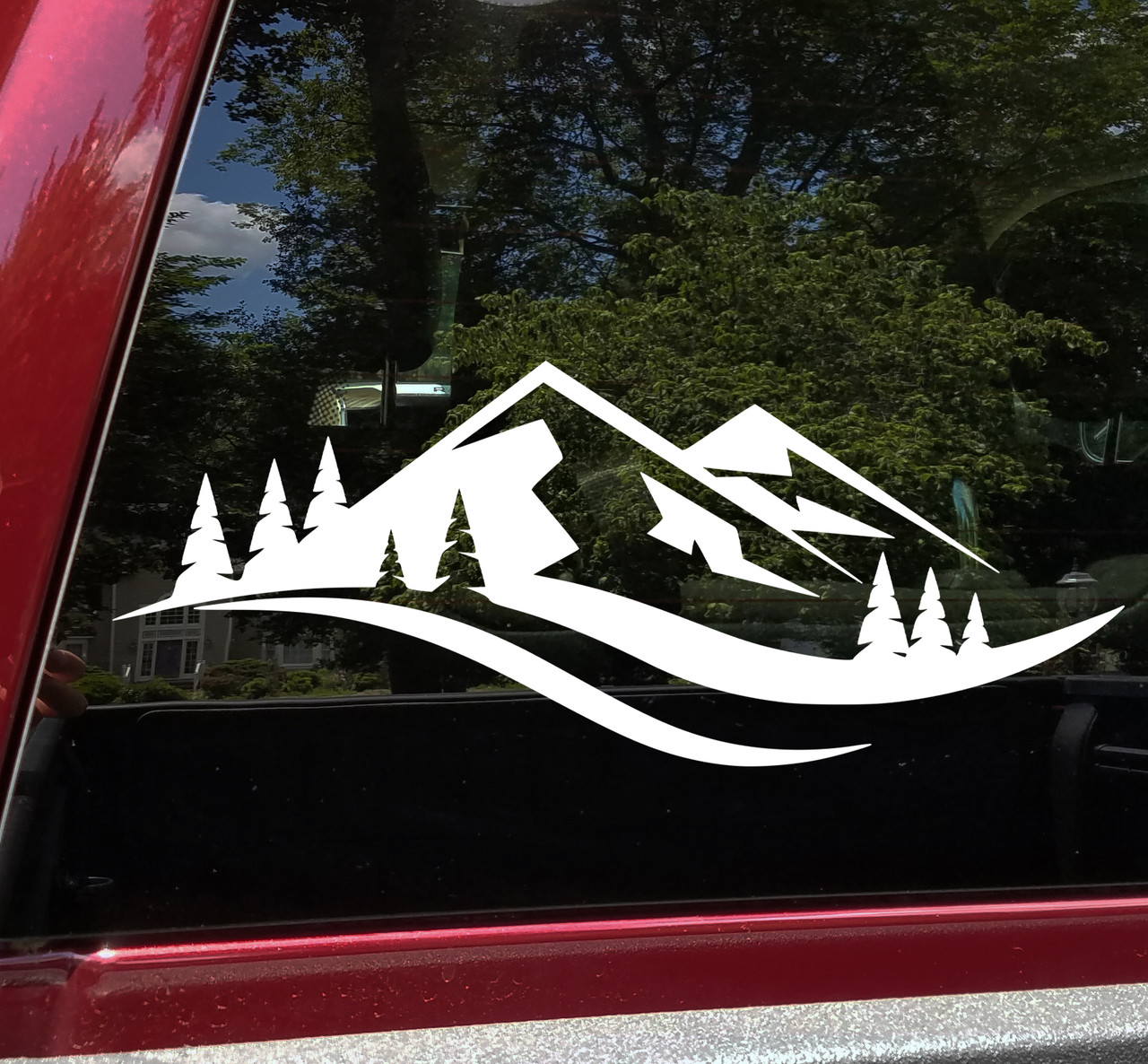 Mountains Forest Scenery V12 - Camper RV Graphics Scene - Die Cut Sticker