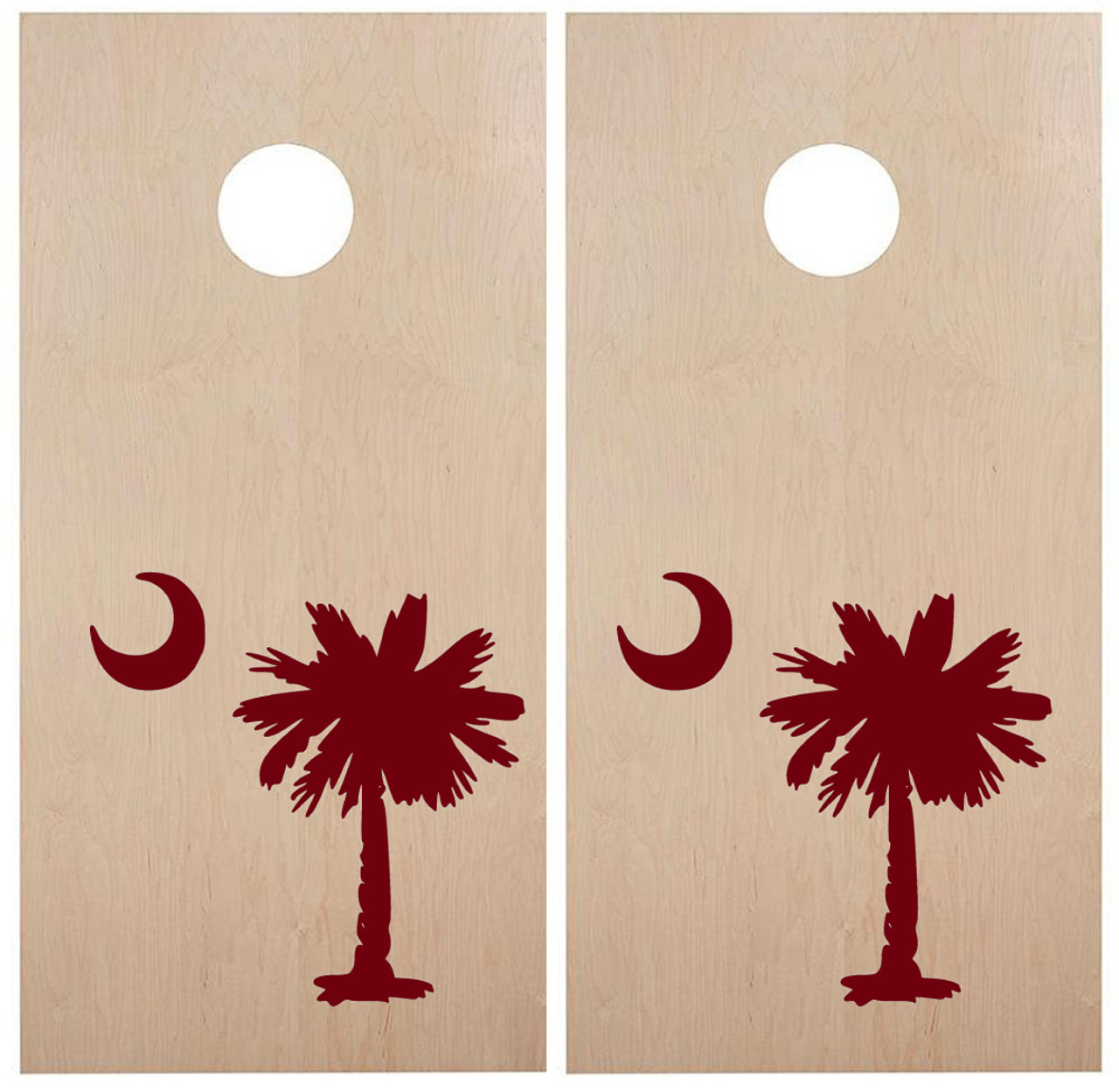 Palmetto Crescent Moon Cornhole Board Decals - South Carolina Tree - Die Cut Stickers (2-pack) 22w x 22h inches
