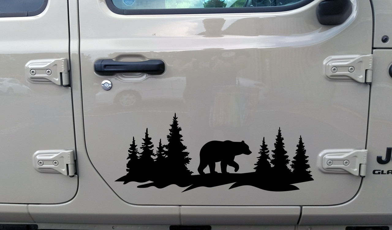 Bear Forest Scene V2 - RV Camper Truck 4x4 Jeep Graphics - Die Cut Sticker