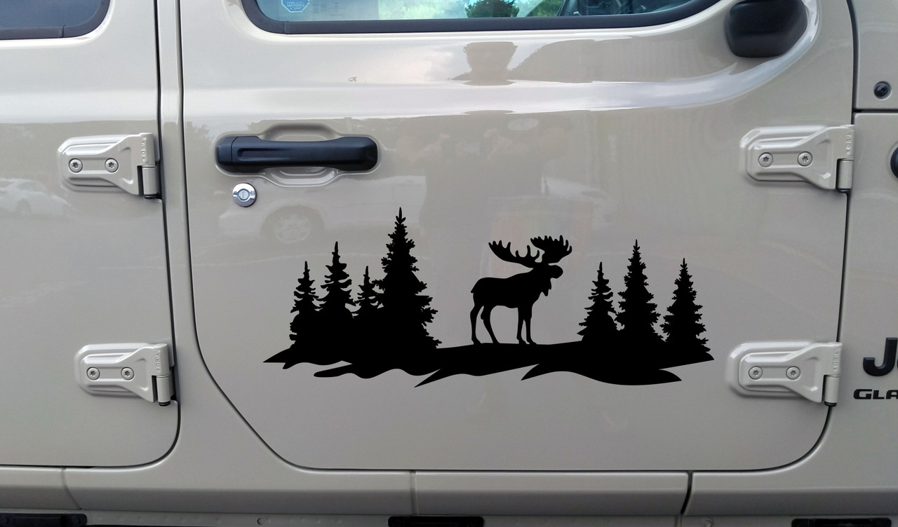 Moose Forest Scene V2 - RV Camper Truck 4x4 Graphics - Die Cut Sticker
