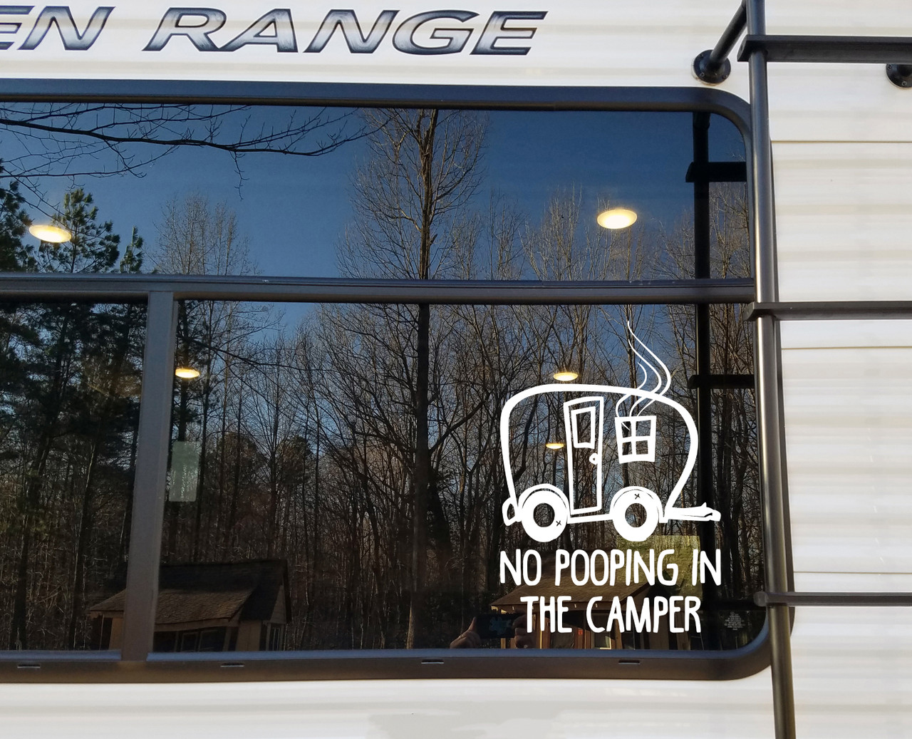 No Pooping in Camper Vinyl Decal - RV Travel Trailer Camping - Die Cut Sticker
 No Pooping in Camper Vinyl Decal - RV Travel Trailer Camping - Die Cut Sticker