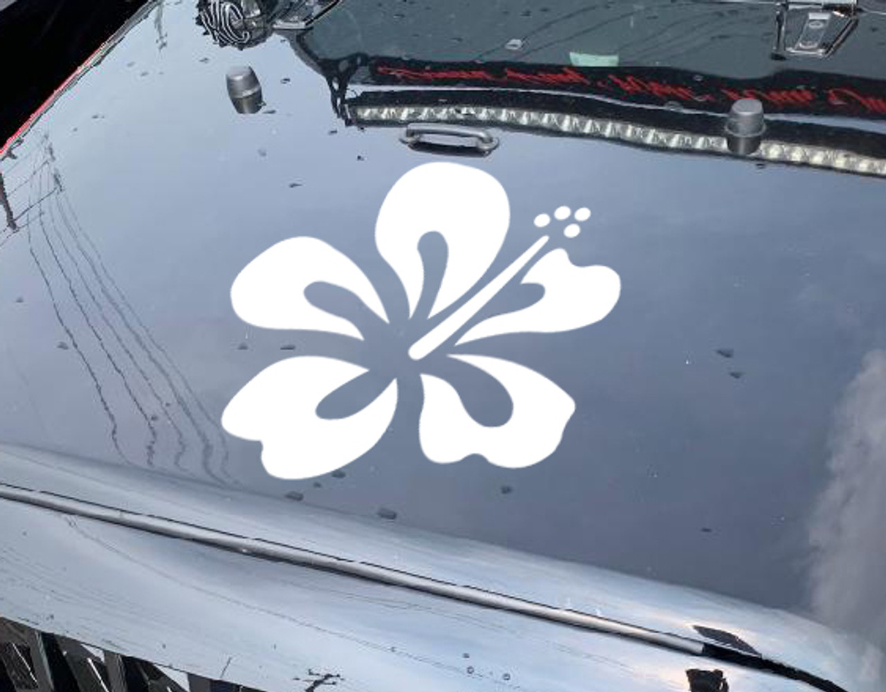 Hibiscus Flower Vinyl Hood Decal V2 - Hawaiian Truck 4x4 Tropical Plant - Die Cut Sticker