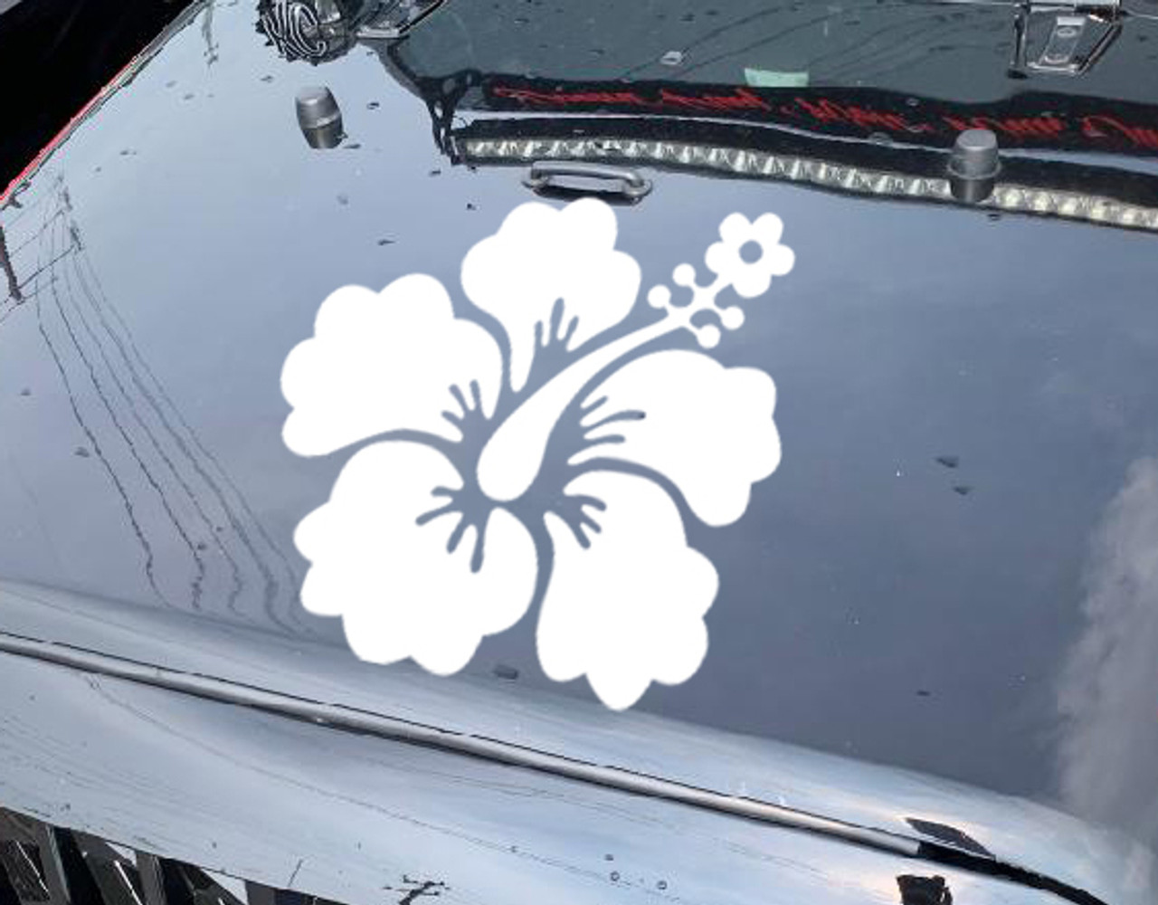 Hibiscus Flower Vinyl Hood Decal V4 - Hawaiian Truck 4x4 Tropical Plant - Die Cut Sticker