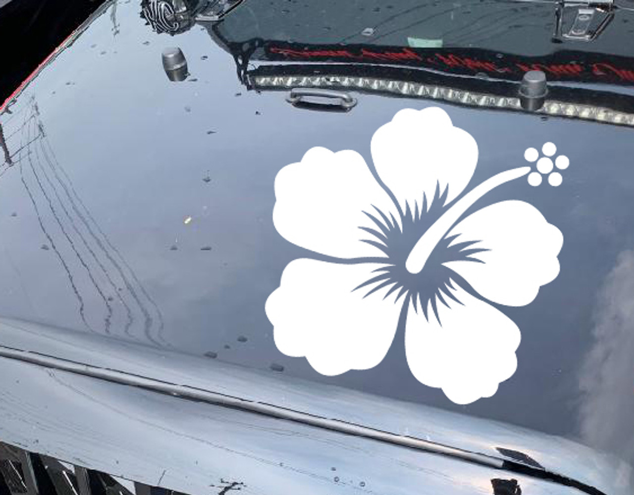 Hibiscus Flower Vinyl Hood Decal V6 - Hawaiian Truck 4x4 Tropical Plant - Die Cut Sticker