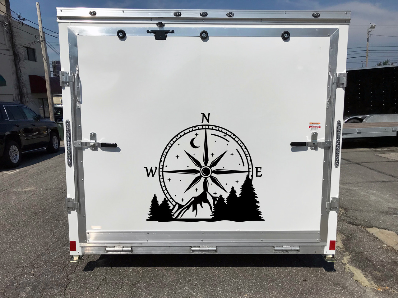 Compass Rose Mountain Vinyl Decal V1 - Forest Graphics for RV - Die Cut Sticker

