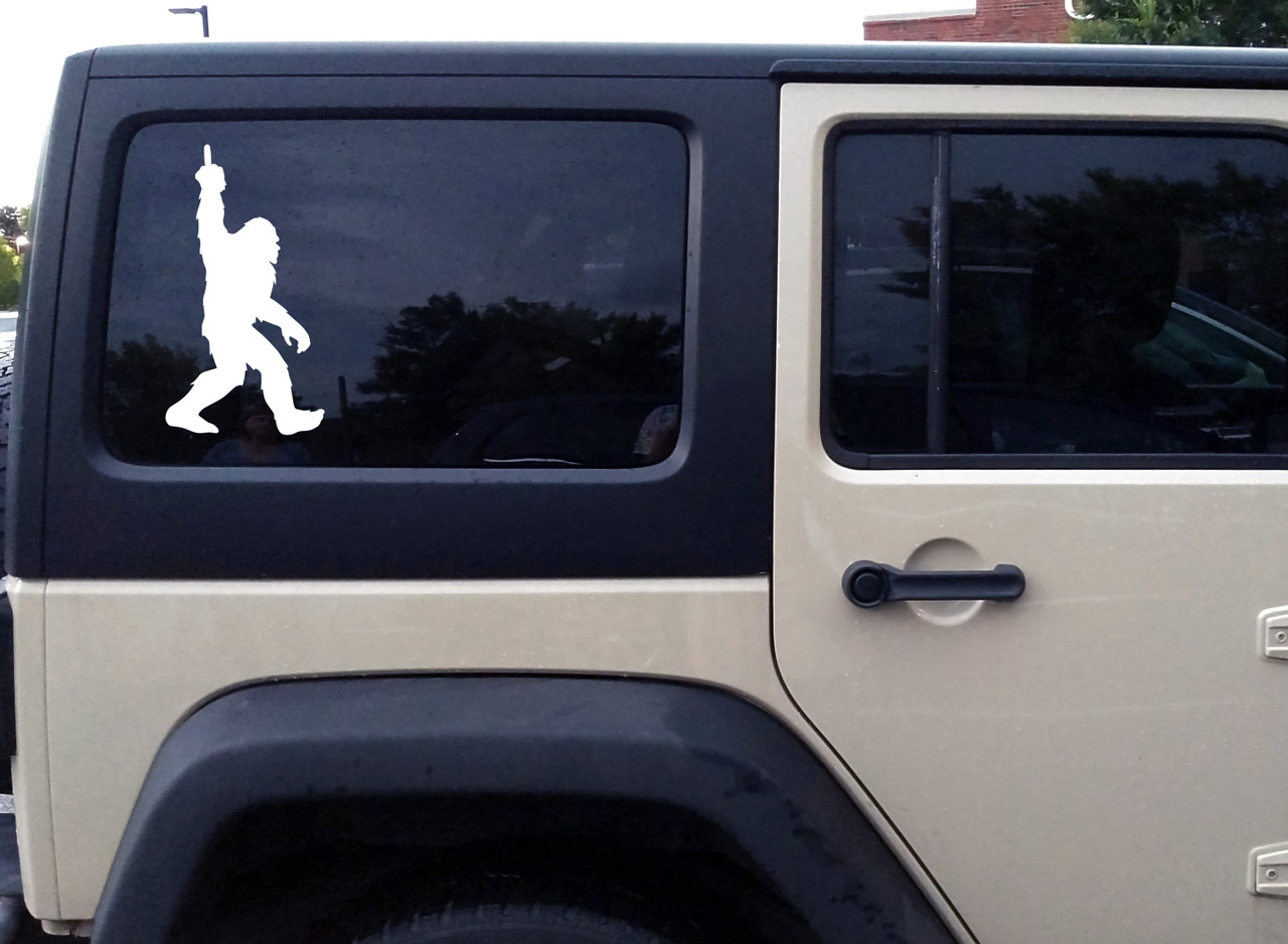 Bigfoot waving Middle Finger Vinyl Decal - Sasquatch PNW - Die Cut Sticker
