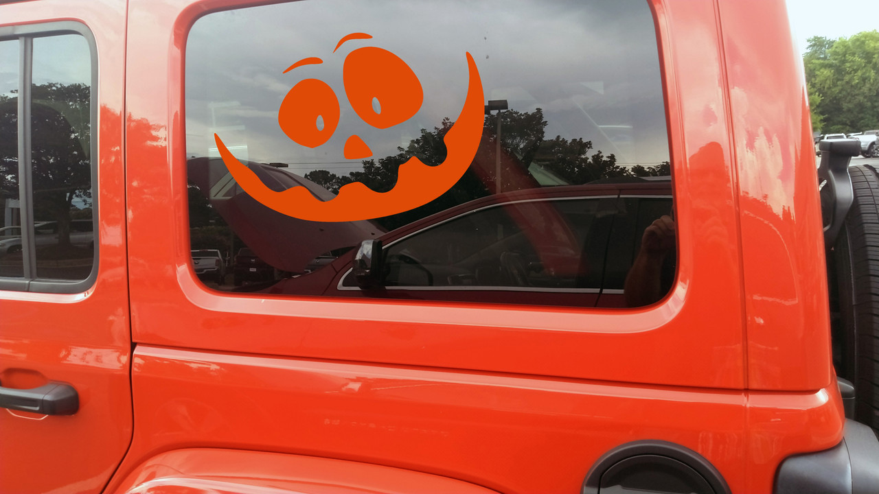 Pumpkin Face Vinyl Decal V8 - Halloween Creepy Smile Scary - Die Cut Sticker