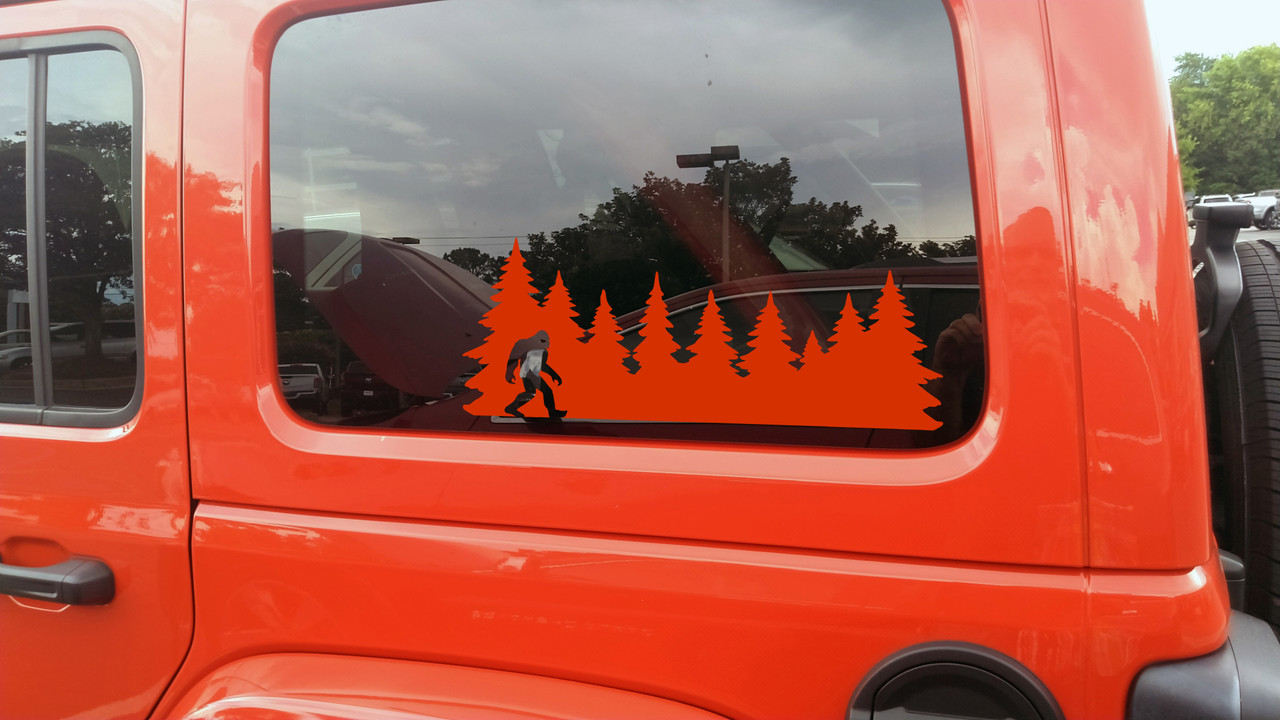 Bigfoot in Trees Vinyl Decal V12 - Sasquatch Forest Line PNW - Die Cut Sticker