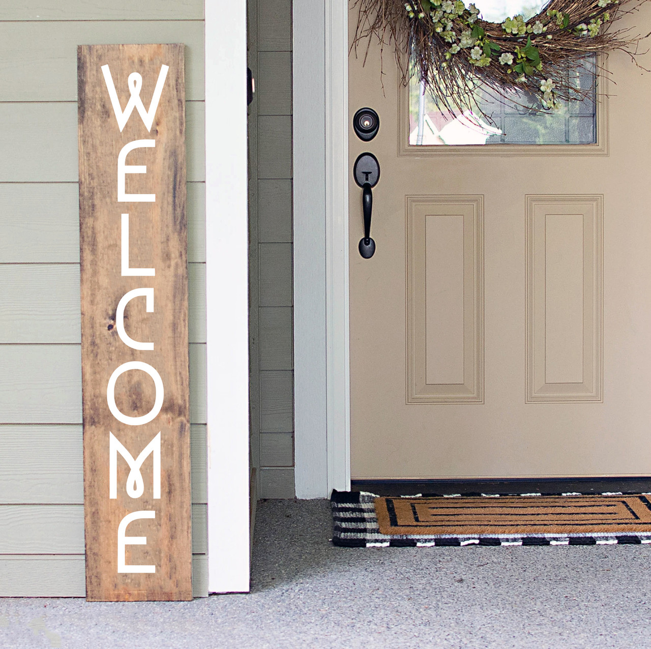 Welcome Vertical Vinyl Decal V5 - Front Porch Home - Die Cut Sticker