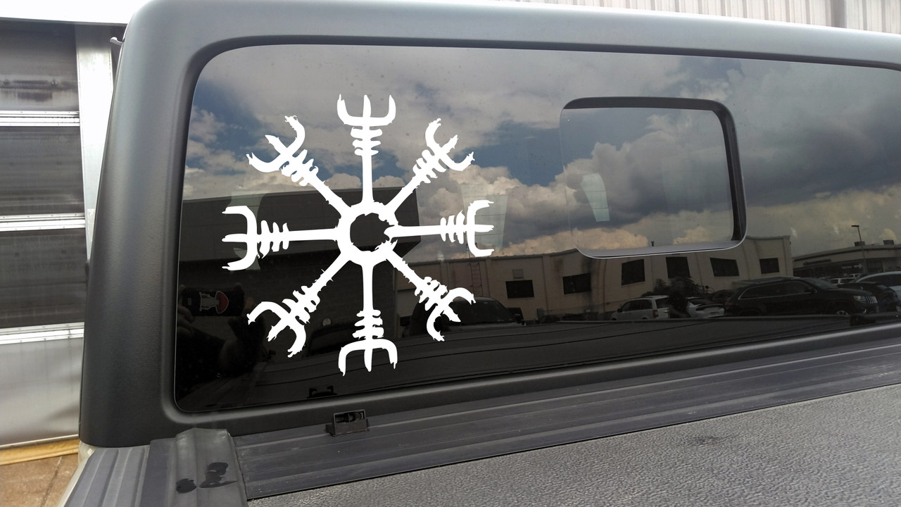 Helm of Awe Vinyl Decal V9 - Terror Viking Norse Icelandic Aegishjalmr - Die Cut Sticker