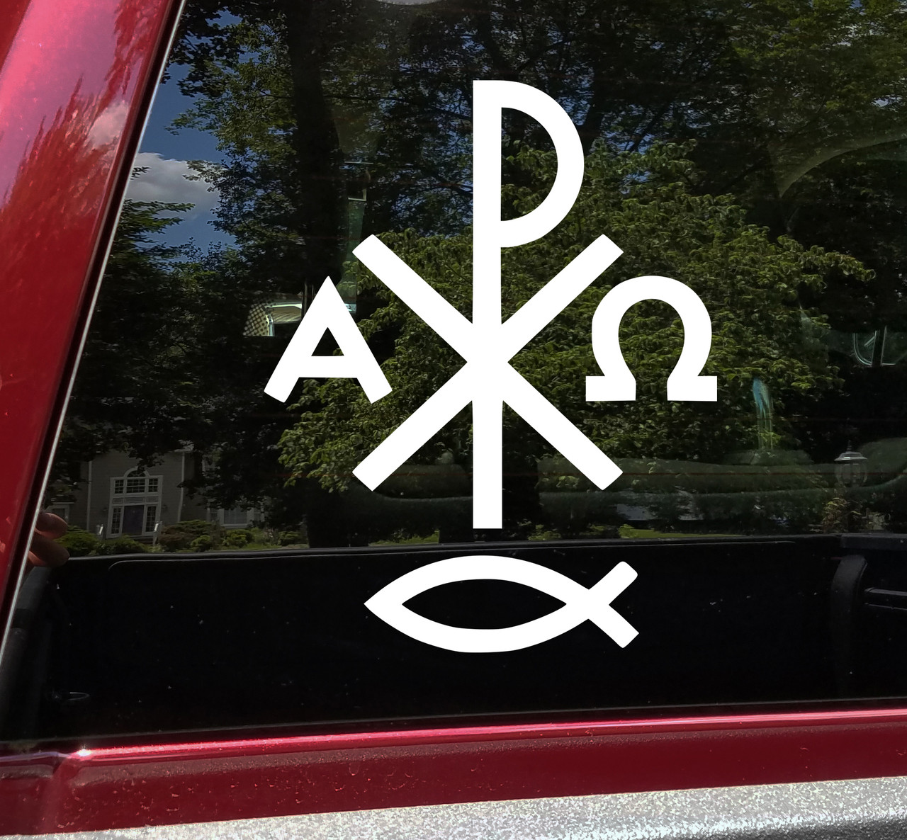 Chi Rho Christogram Vinyl Decal V2 - Ichthys Jesus Fish Chrismon Alpha Omega - Die Cut Sticker