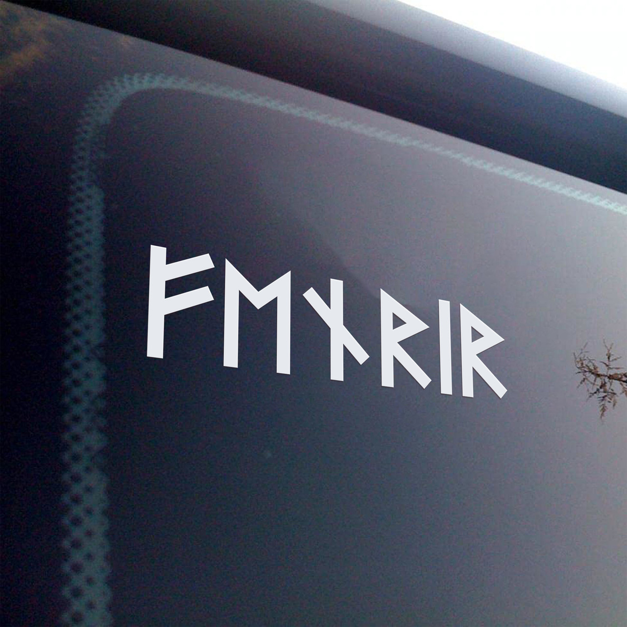 Fenrir Futhark Rune Vinyl Decal – Norse Wolf Viking Car Sticker