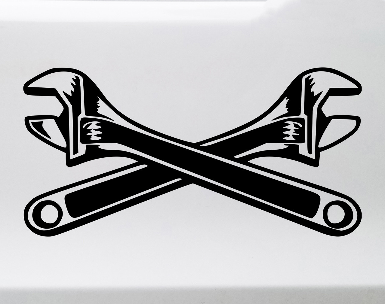 Crossed Adjustable Wrenches Vinyl Decal - Mechanic Tools Crescent  - Die Cut Sticker