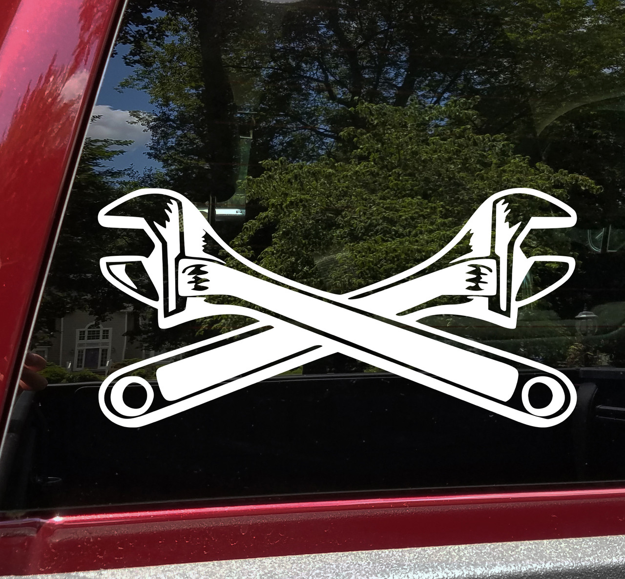 Crossed Adjustable Wrenches Vinyl Decal - Mechanic Tools Crescent  - Die Cut Sticker