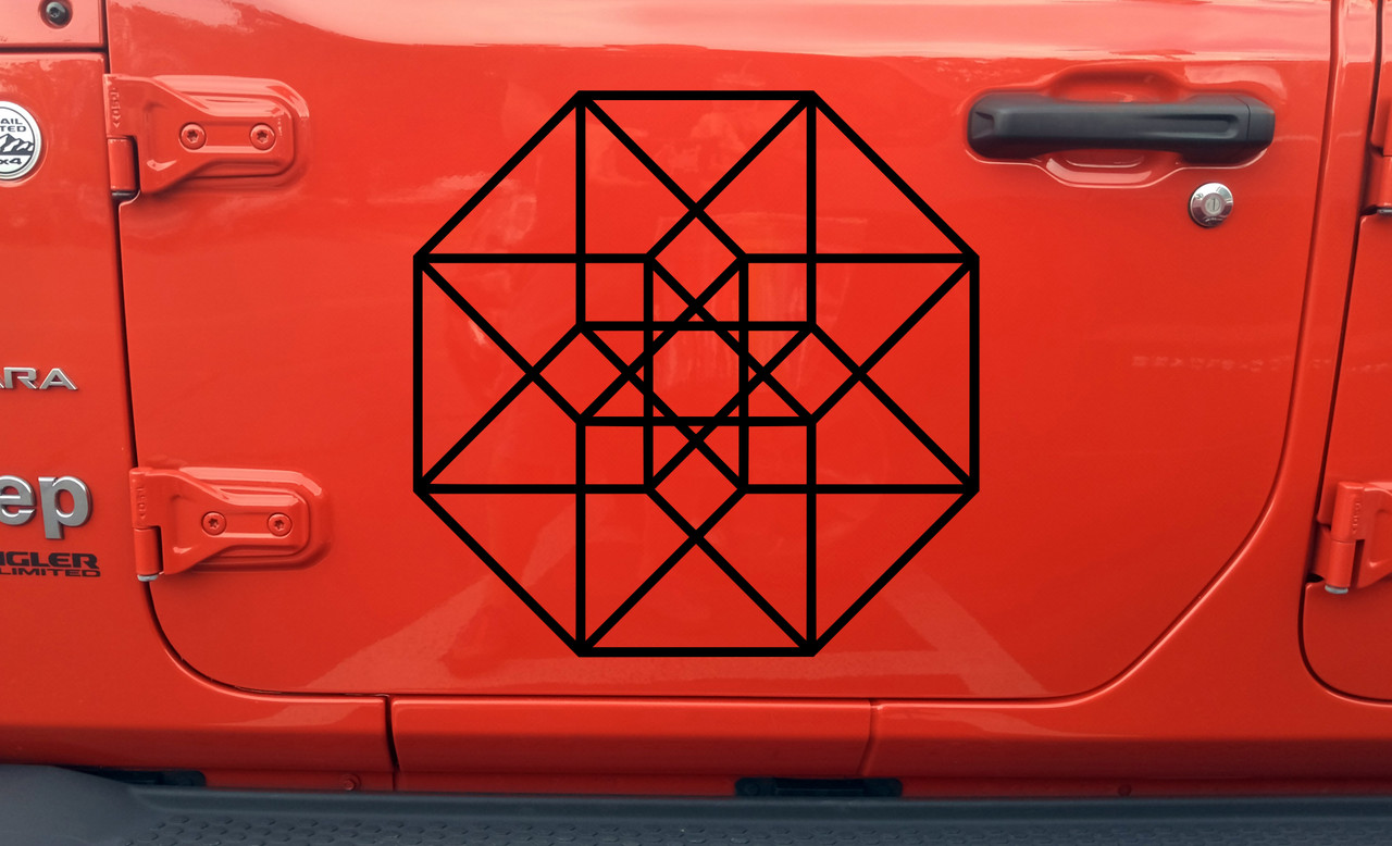 Tesseract Hypercube Vinyl Decal - Cube Geometry - Die Cut Sticker