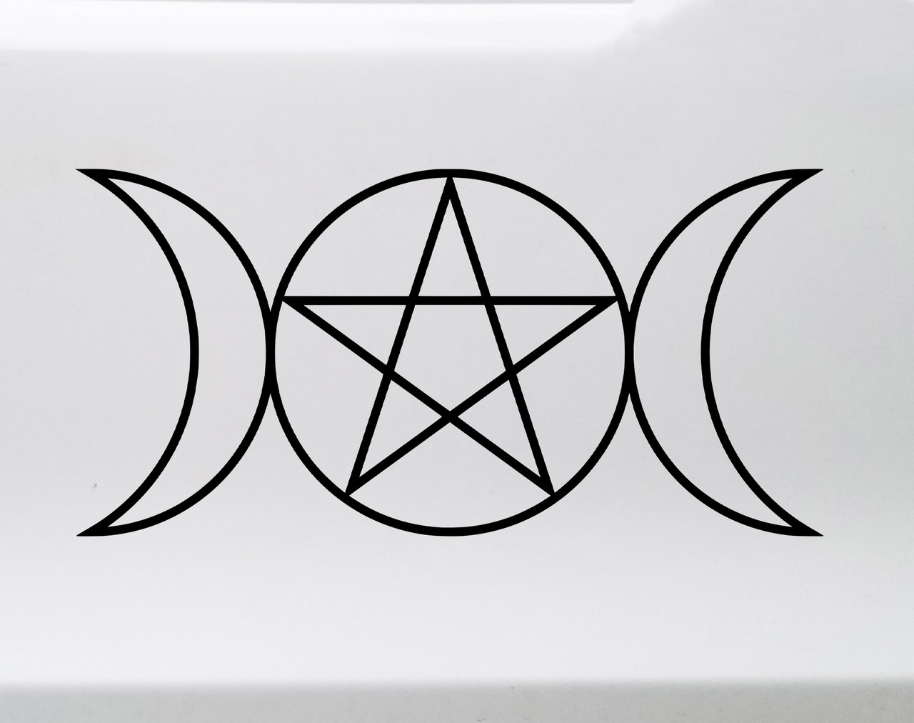 Triple Moon Goddess Symbol Vinyl Decal V2 - Wicca Pentacle - Die Cut Sticker