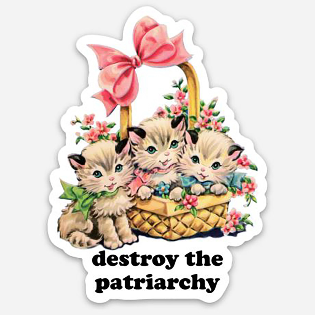 2-pack Destroy the Patriarchy Vinyl Decals - Cute Kittens Die Cut Stickers