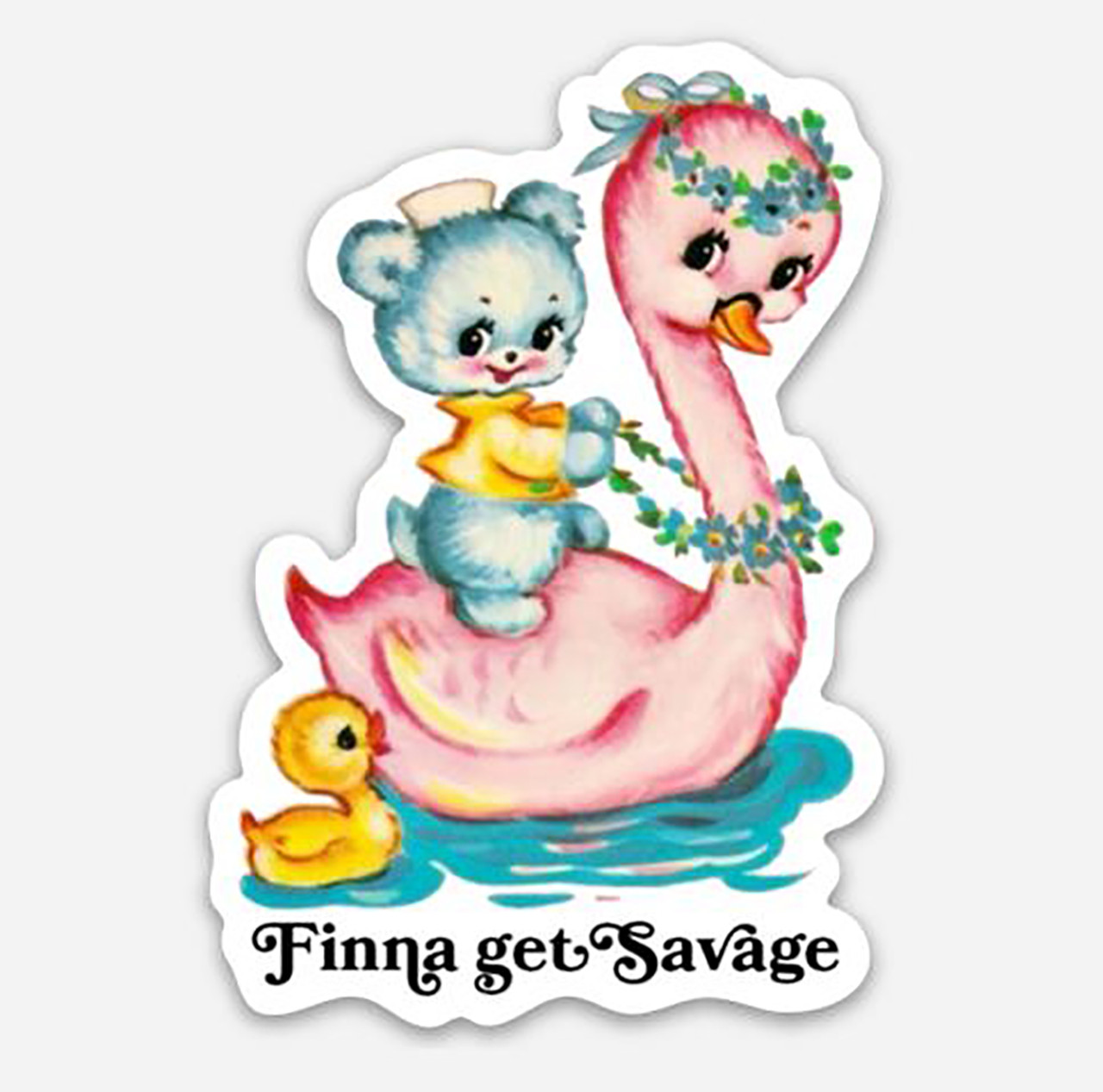 2-pack Finna Get Savage Vinyl Decals - Kitsch Cute Swan Bear Die Cut Stickers