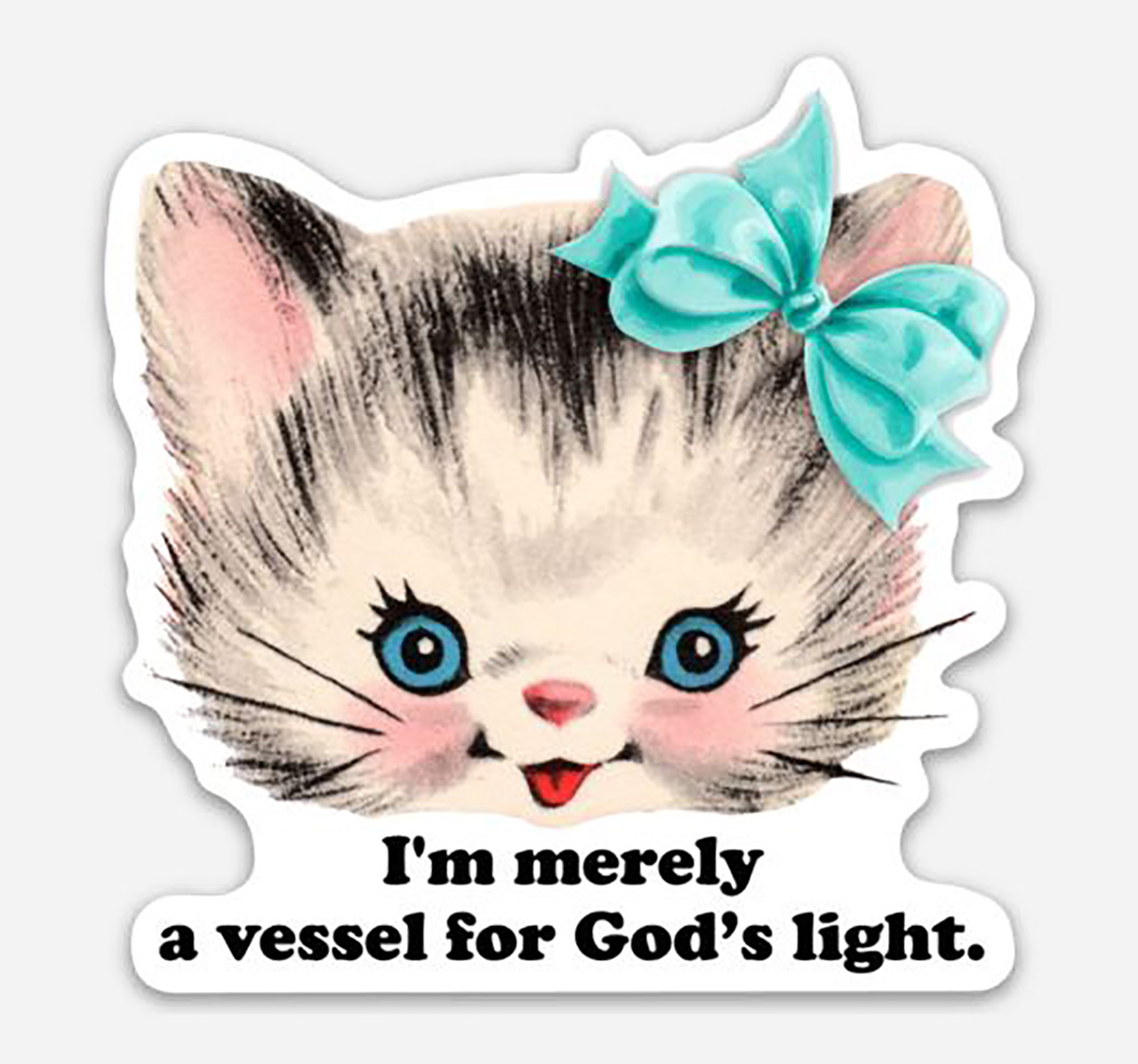 2-pack I'm Merely a Vessel for God's Light Vinyl Decals - Kitsch Cute Cat Kitten Die Cut Stickers