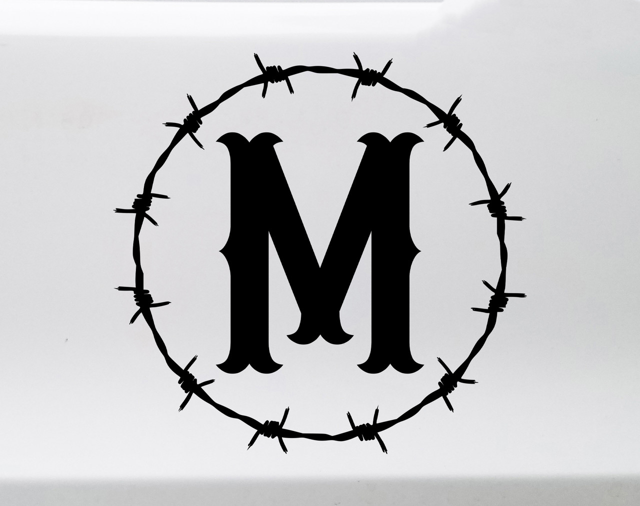 Monogram Letter in Barbed Wire Vinyl Decal - Country Western Circle - Die Cut Sticker