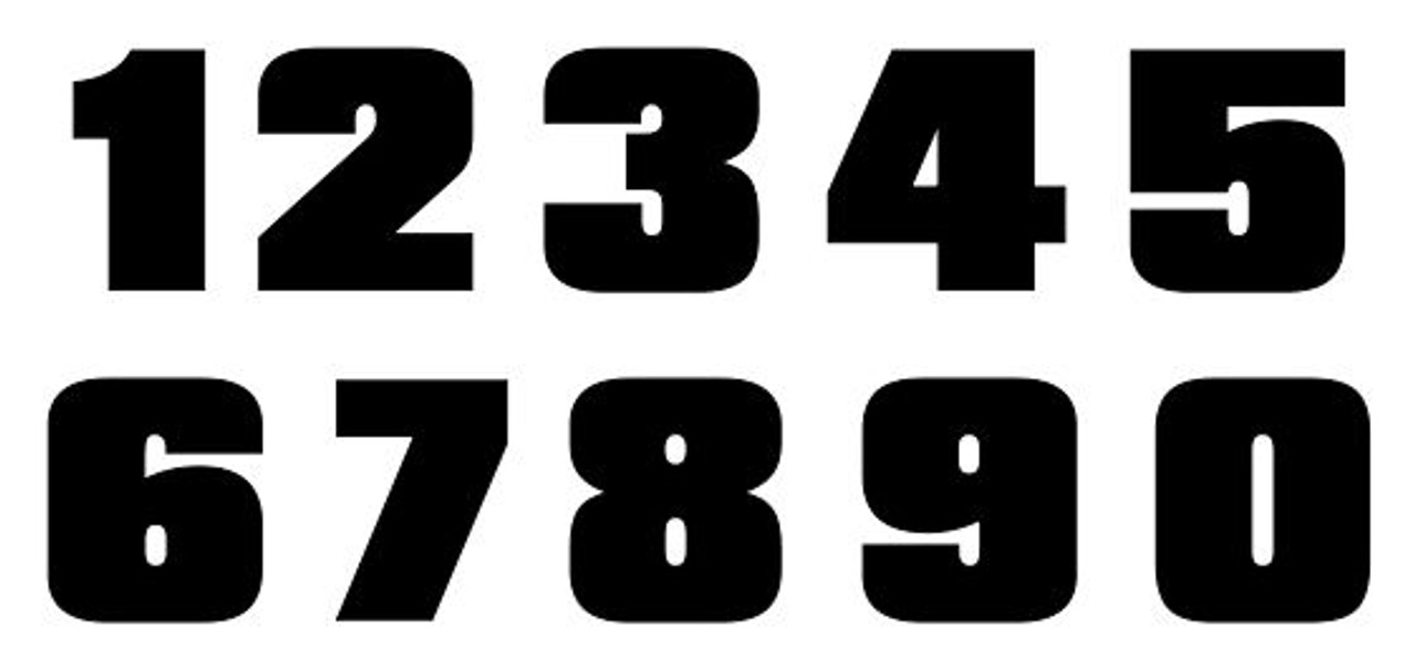 Sheet of 20 Numbers Vinyl Decal - Bold Racing Sans Serif - Die Cut Stickers COMP
