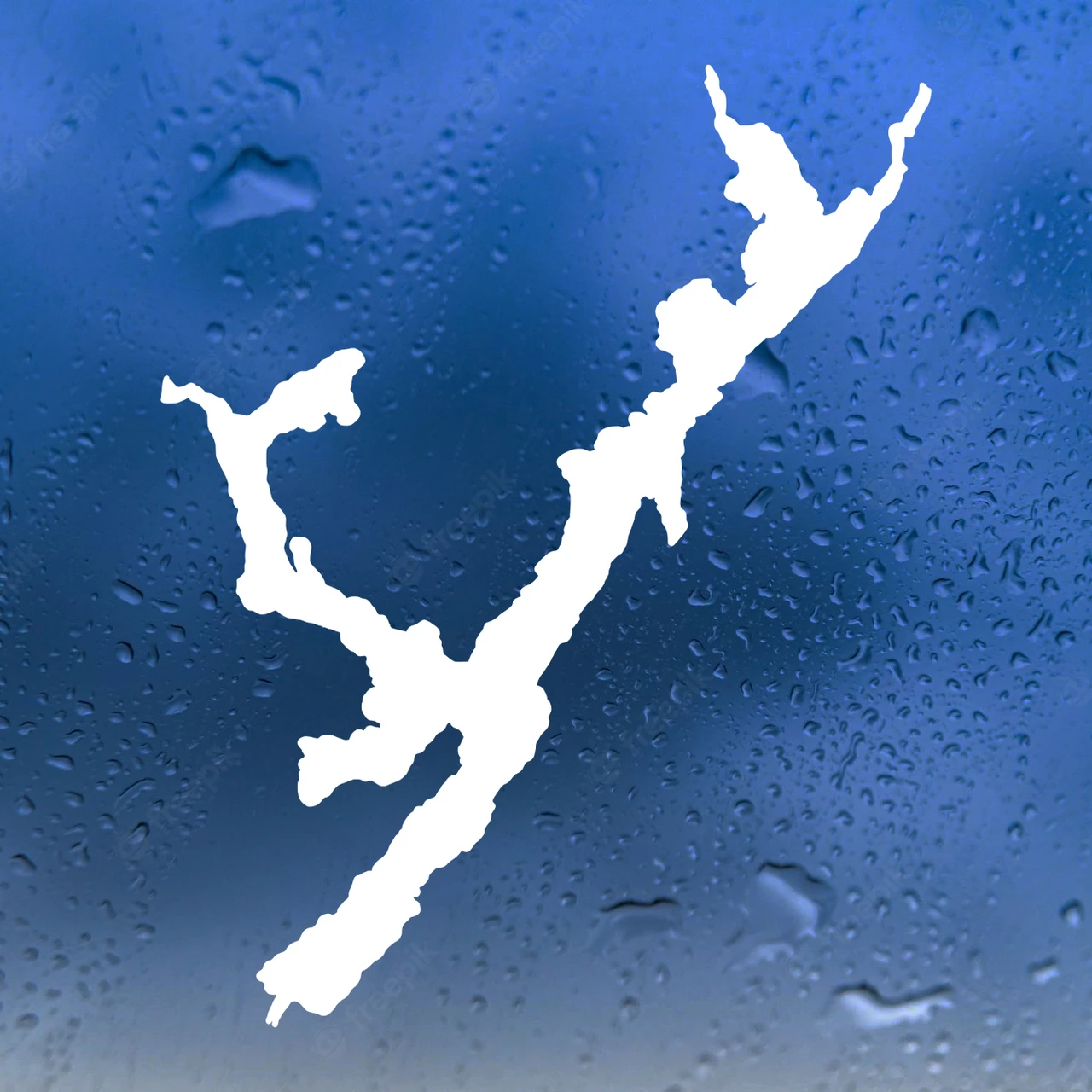Forked Lake New York outline vinyl sticker decal showing Adirondack lake map shape applied to car window in minimalist design