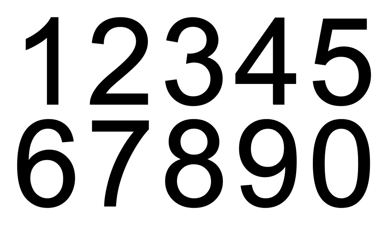 Sheet of 20 Numbers Arial Helvetica Font Vinyl Decal - Standard Mailbox Address  - Die Cut Stickers