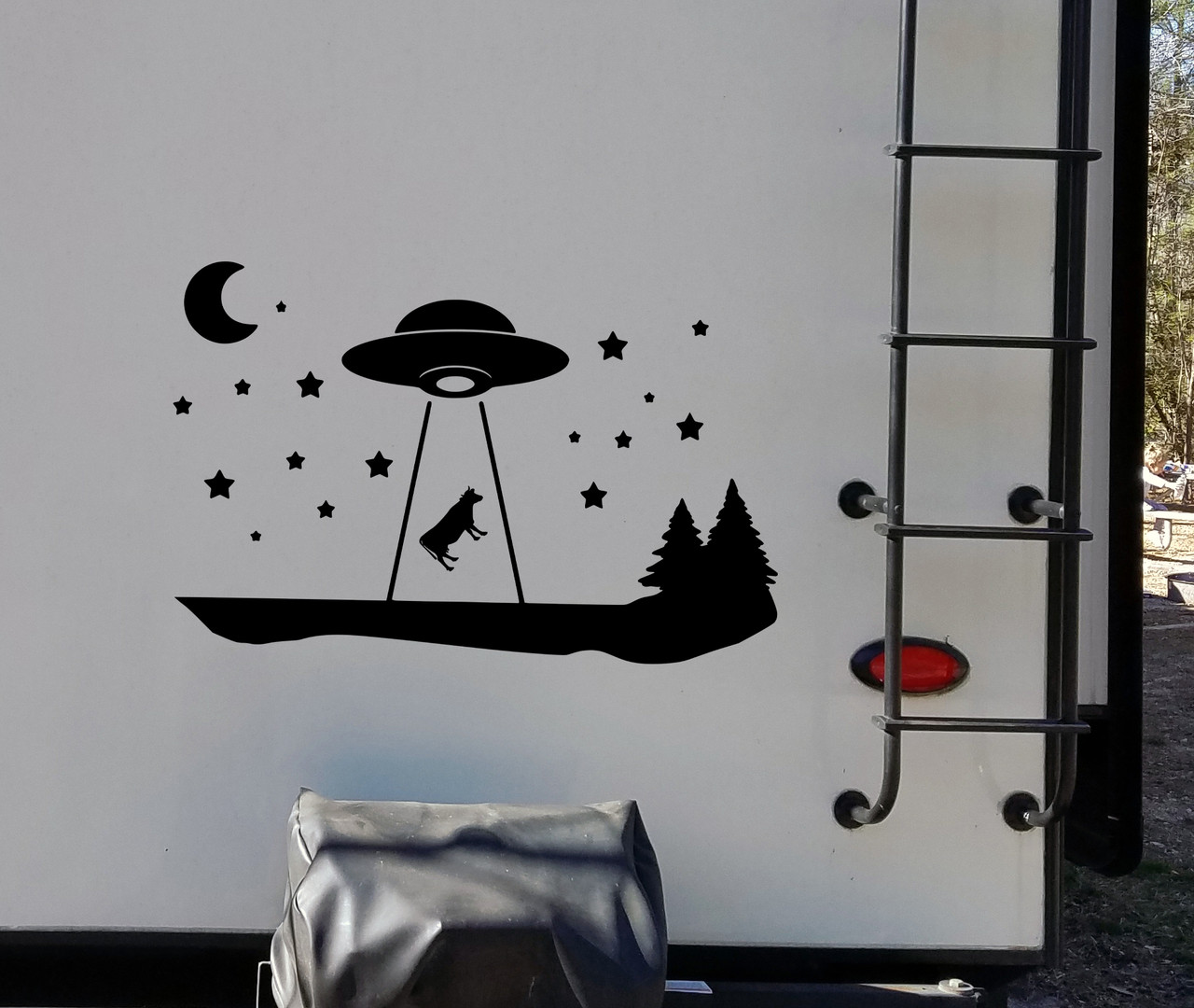 Cow Ufo Abduction Moon Stars Vinyl Decal | Alien Life Flying Saucer| Die Cut Sticker | Multiple Sizes Colors