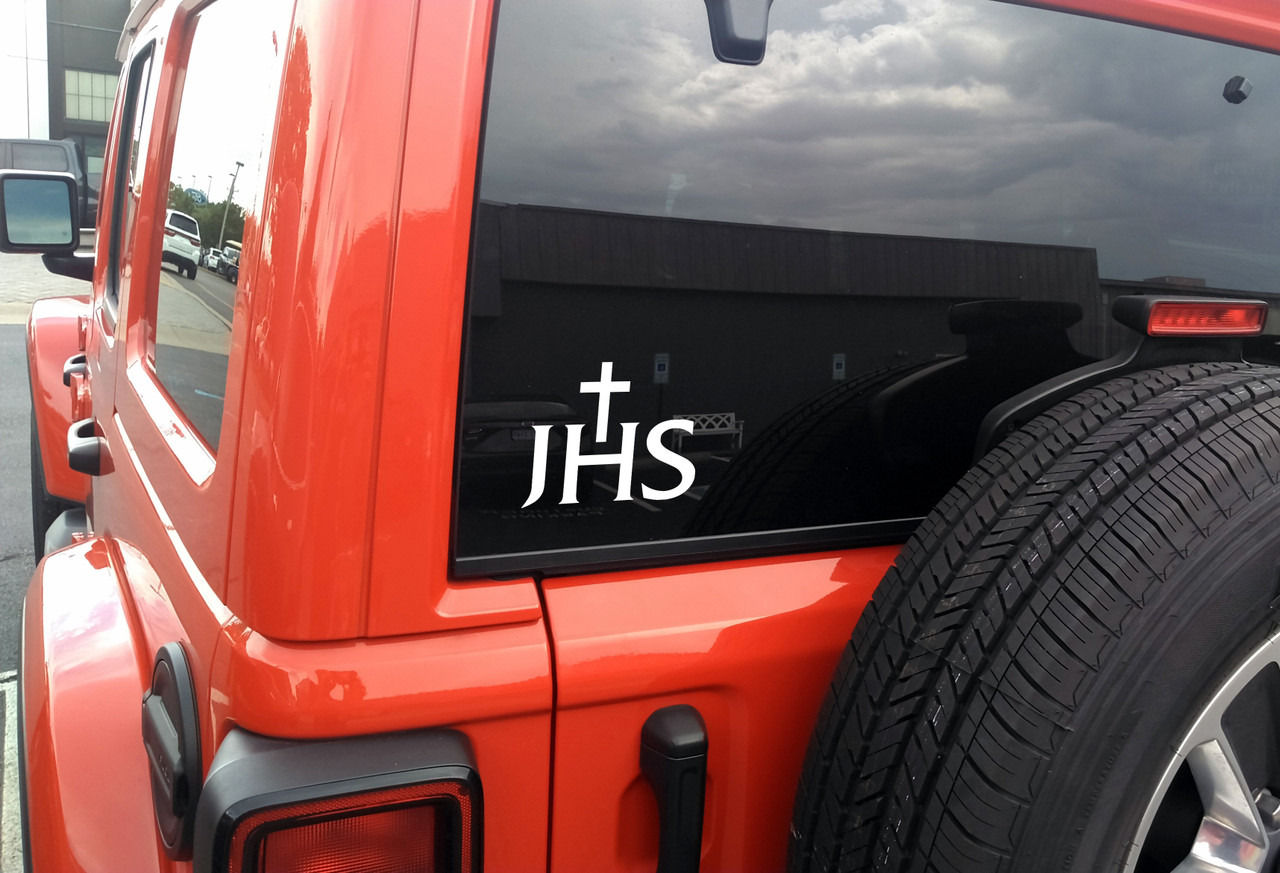 Jesus Savior of Mankind Vinyl Decal V2 | Christian Latin Jesus Hominum Salvator JHS | Die Cut Sticker