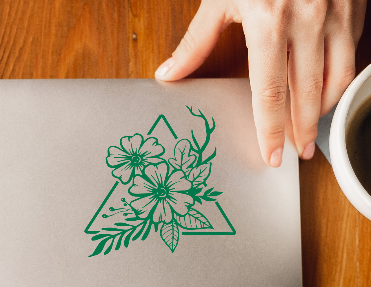 Flower Triangle Custom Vinyl Decals | Pretty Floral Geometric Design | Die Cut Sticker