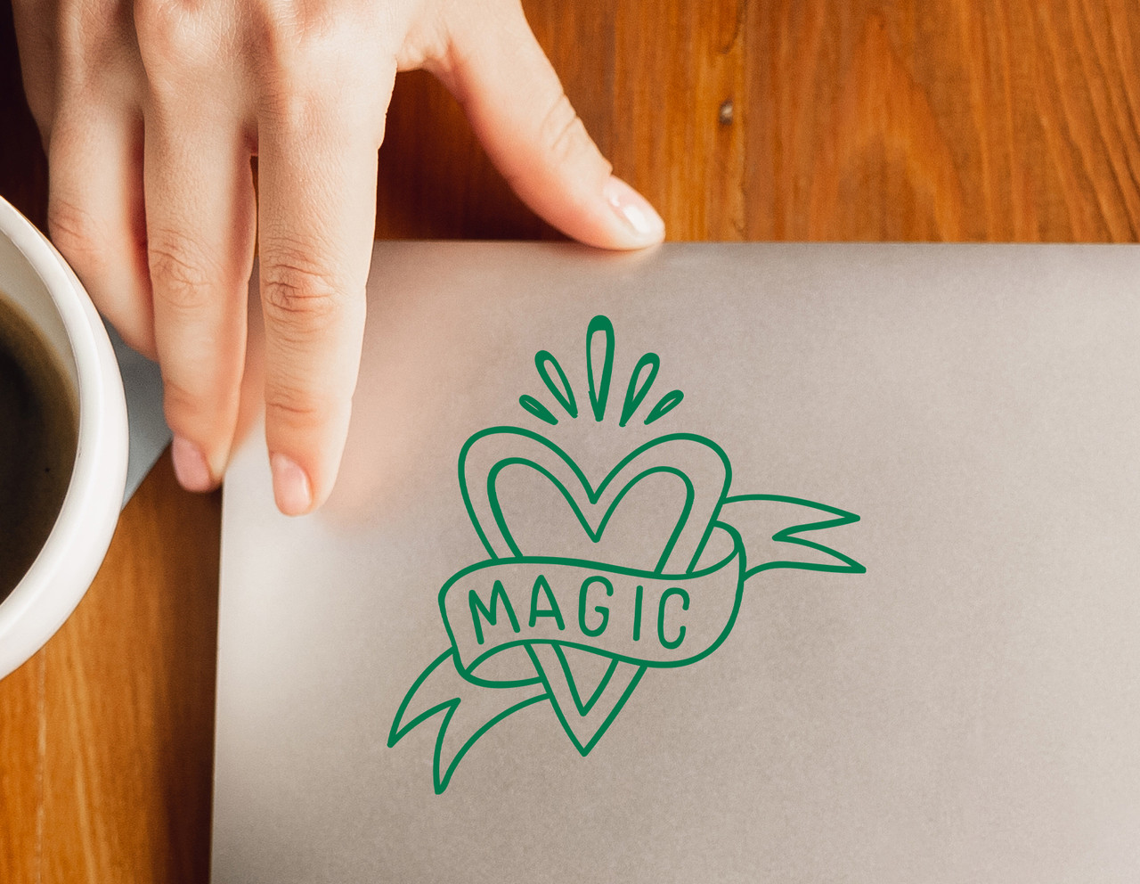Magic Heart Banner Custom Vinyl Decal | Simple Old School Tattoo Inspired Design | Die Cut Sticker