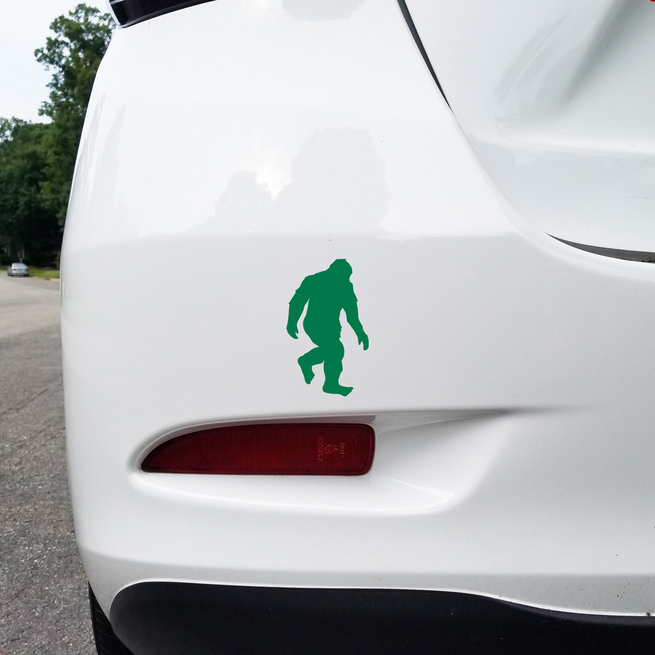 Bigfoot vinyl decal on a camper pop-out - ideal unique bigfoot decal and cryptid sticker