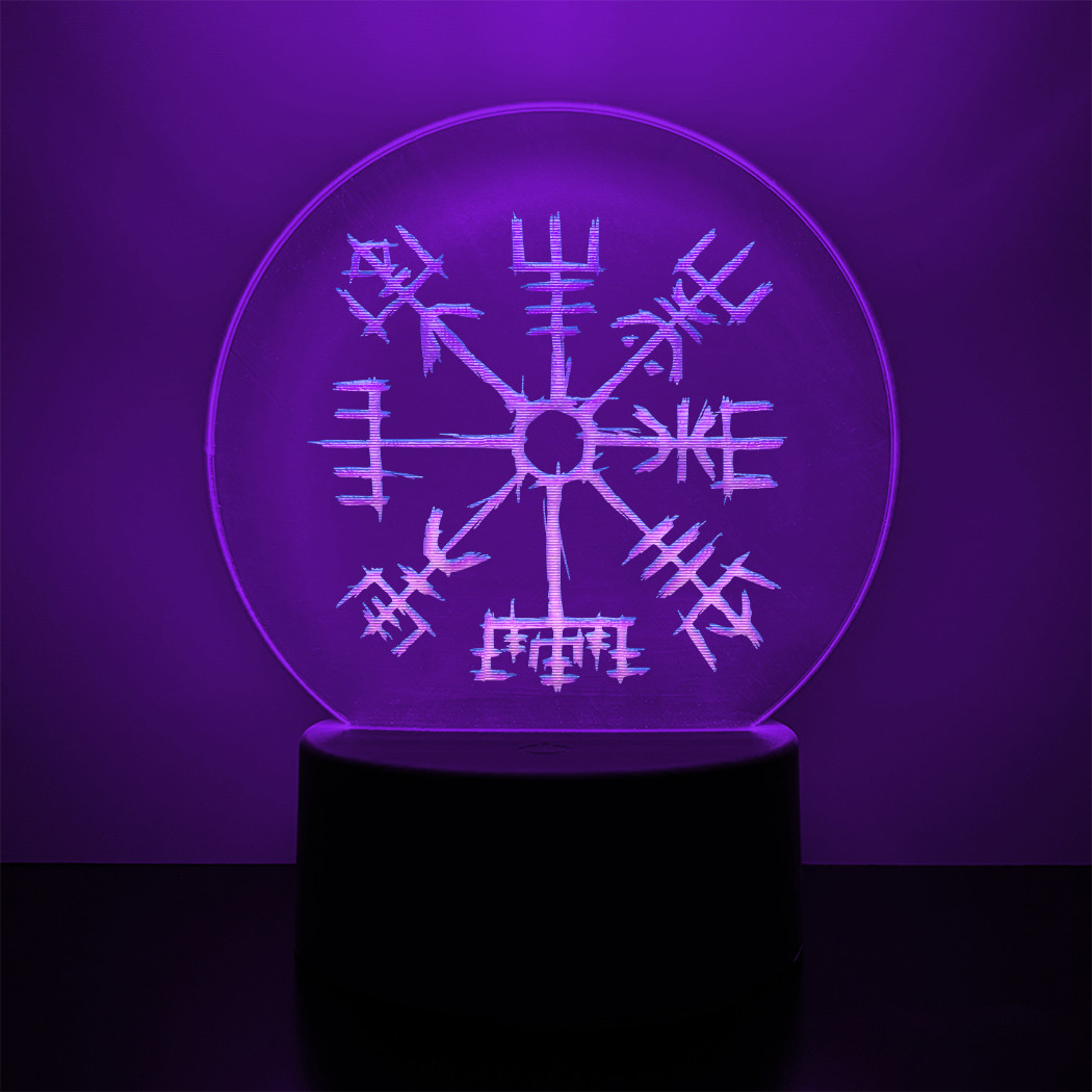 Viking Compass LED Night Light with Vegvisir Rune Design

