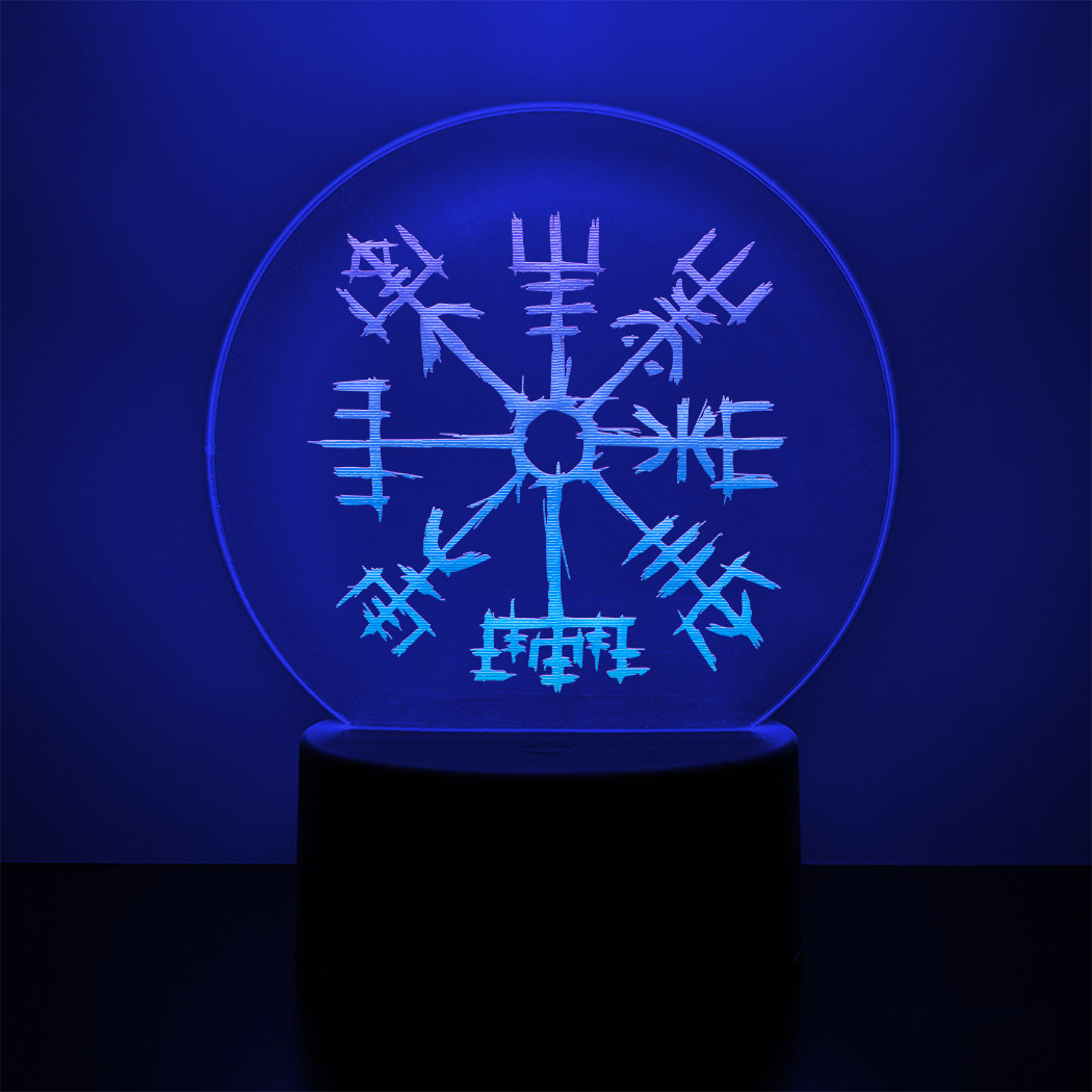 Viking Compass LED Night Light with Vegvisir Rune Design

