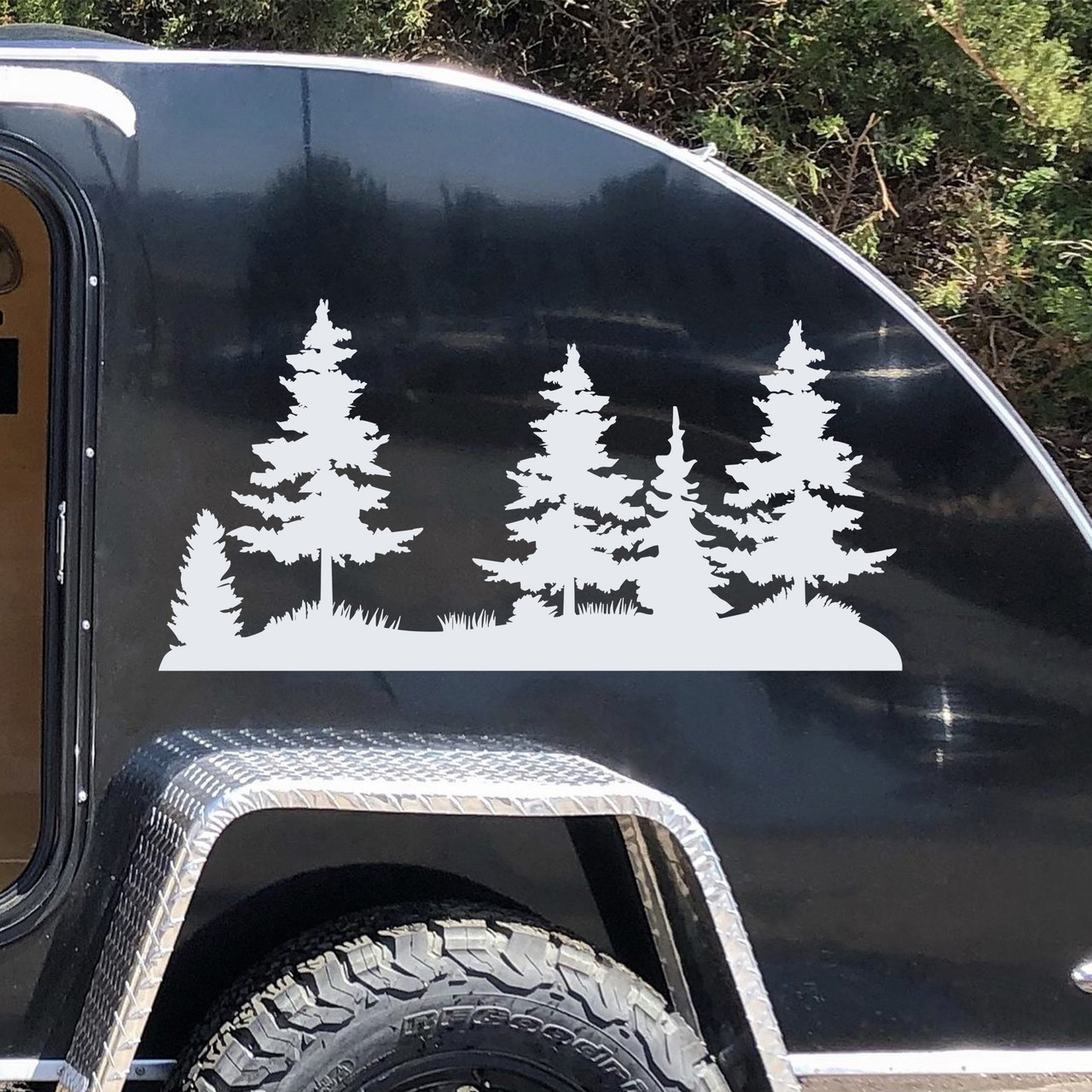 Pine Trees V2 Landscape Vinyl Decal - Custom Sizes - 20 Color Options - Forest Scene
