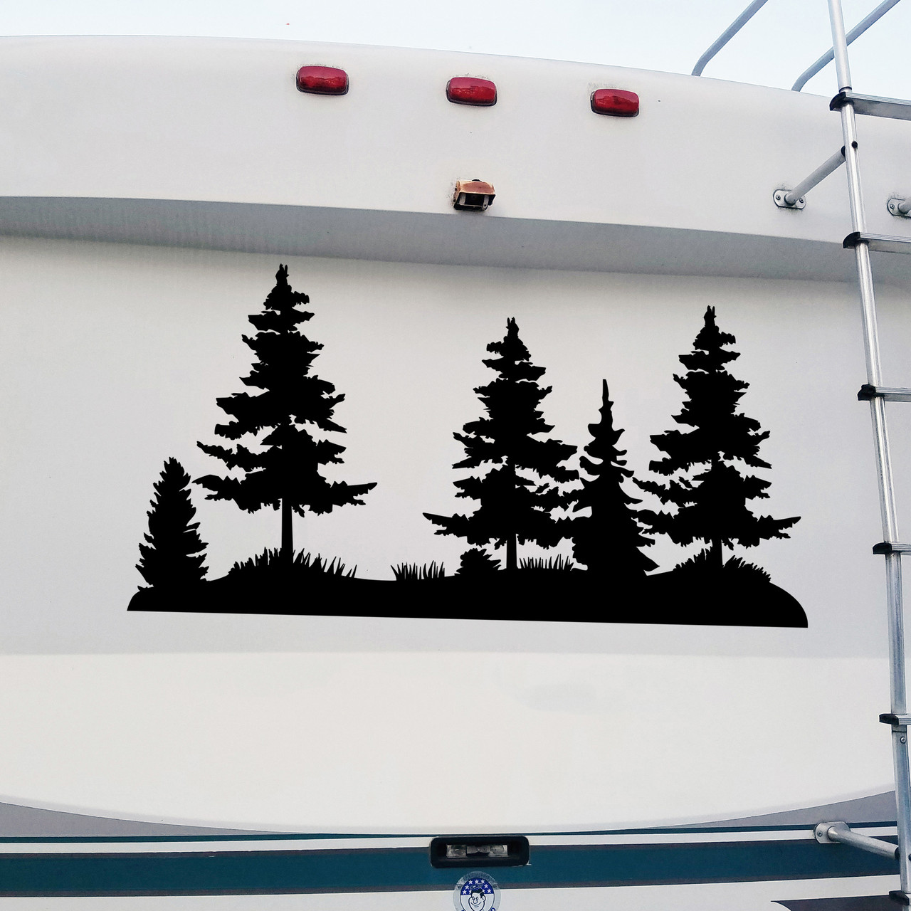 Pine Trees V2 Landscape Vinyl Decal - Custom Sizes - 20 Color Options - Forest Scene