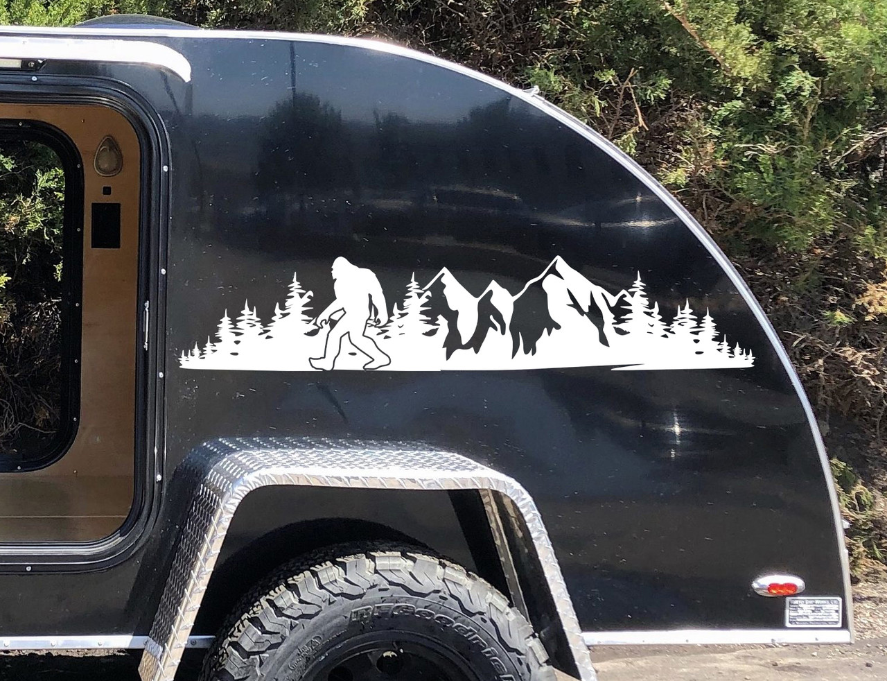 Bigfoot Mountain Scene V17 Vinyl Decal for RV Camper Truck SUV Car Window