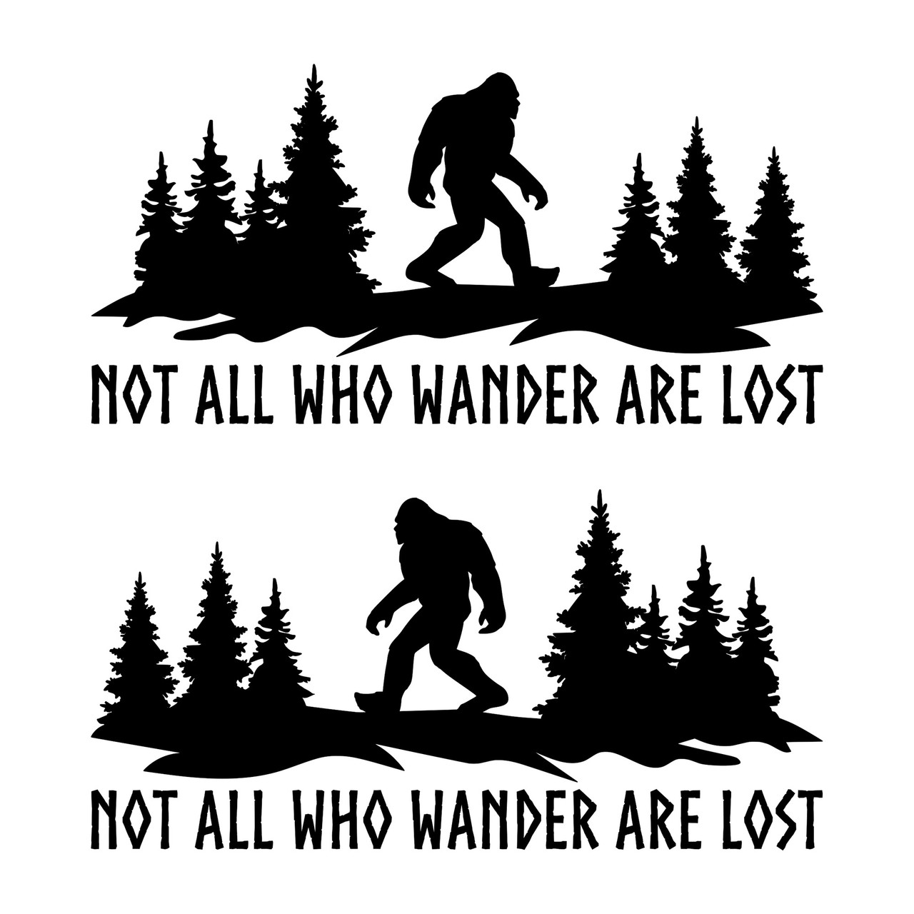 Bigfoot Forest Scene V2 Vinyl Decal – Not All Who Wander Are Lost – RV Camper Sticker Bigfoot Forest Scene V2 Vinyl Decal – Not All Who Wander Are Lost – RV Camper Sticker