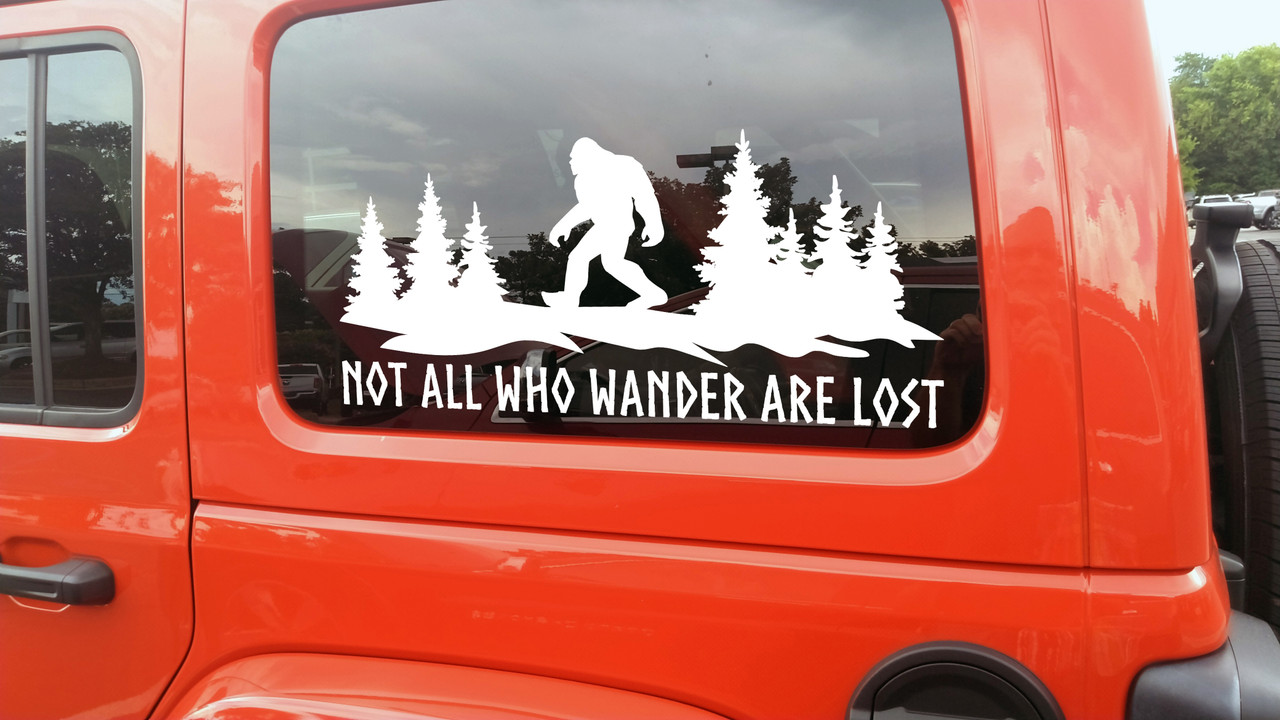 Bigfoot Forest Scene V2 Vinyl Decal – Not All Who Wander Are Lost – RV Camper Sticker Bigfoot Forest Scene V2 Vinyl Decal – Not All Who Wander Are Lost – RV Camper Sticker
