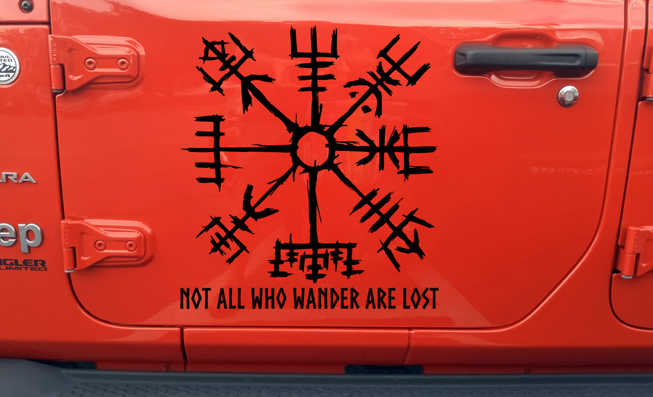 Viking Compass Vegvisir V1 Decal – Not All Who Wander Are Lost Norse Symbol Sticker