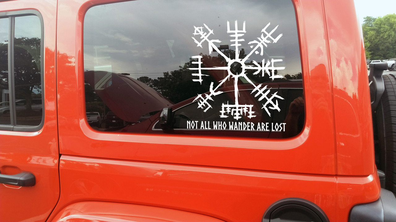 Viking Compass Vegvisir V1 Decal – Not All Who Wander Are Lost Norse Symbol Sticker