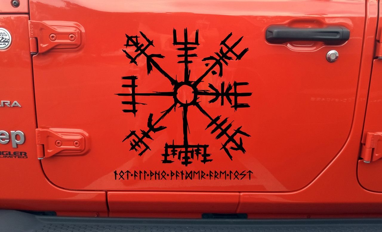 Viking Compass Vegvisir V2 Decal – Not All Who Wander Are Lost in Runes – Norse Vinyl Sticker