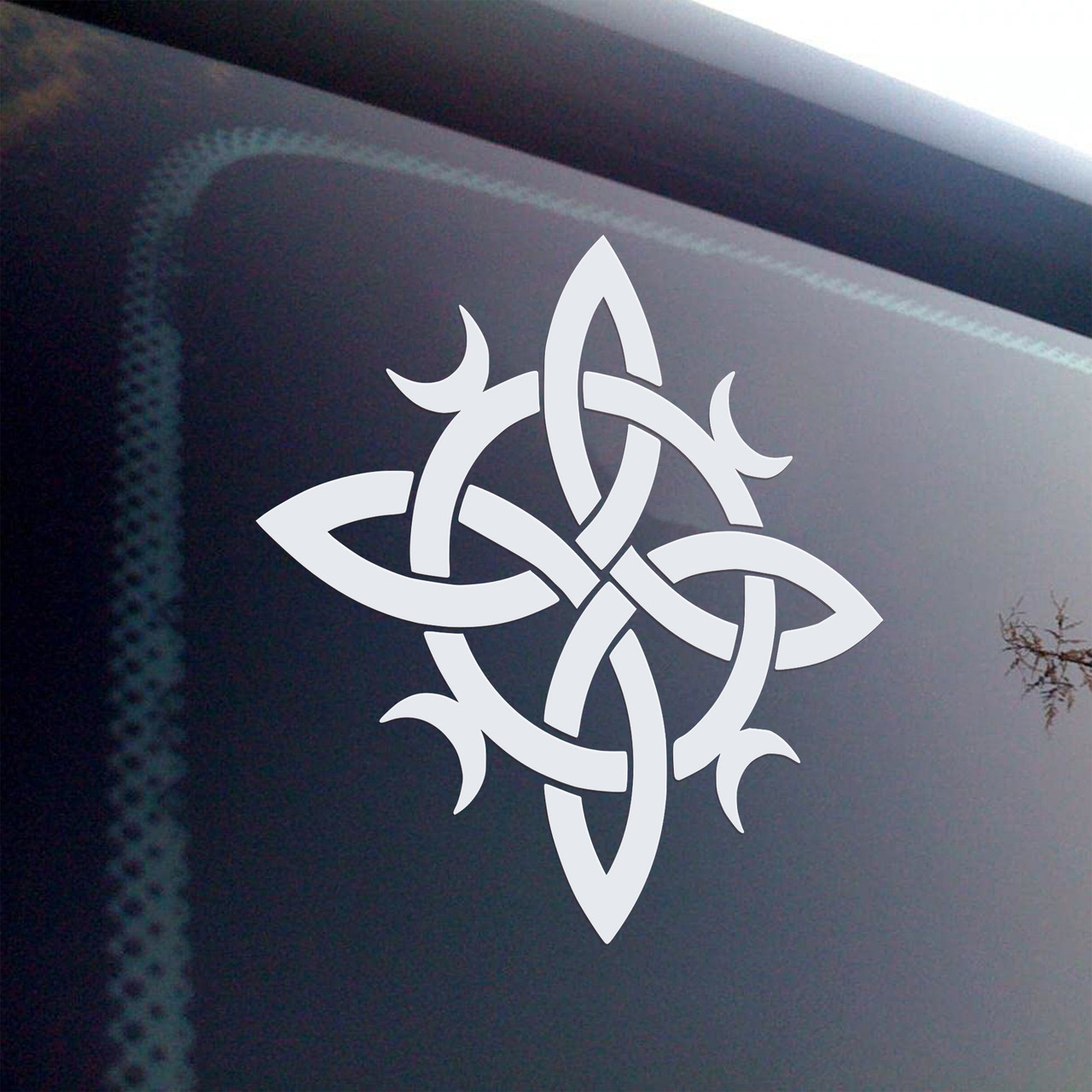 Witches Knot V3 with Crescent Moons vinyl decal – Celtic Pagan Witchcraft protection symbol