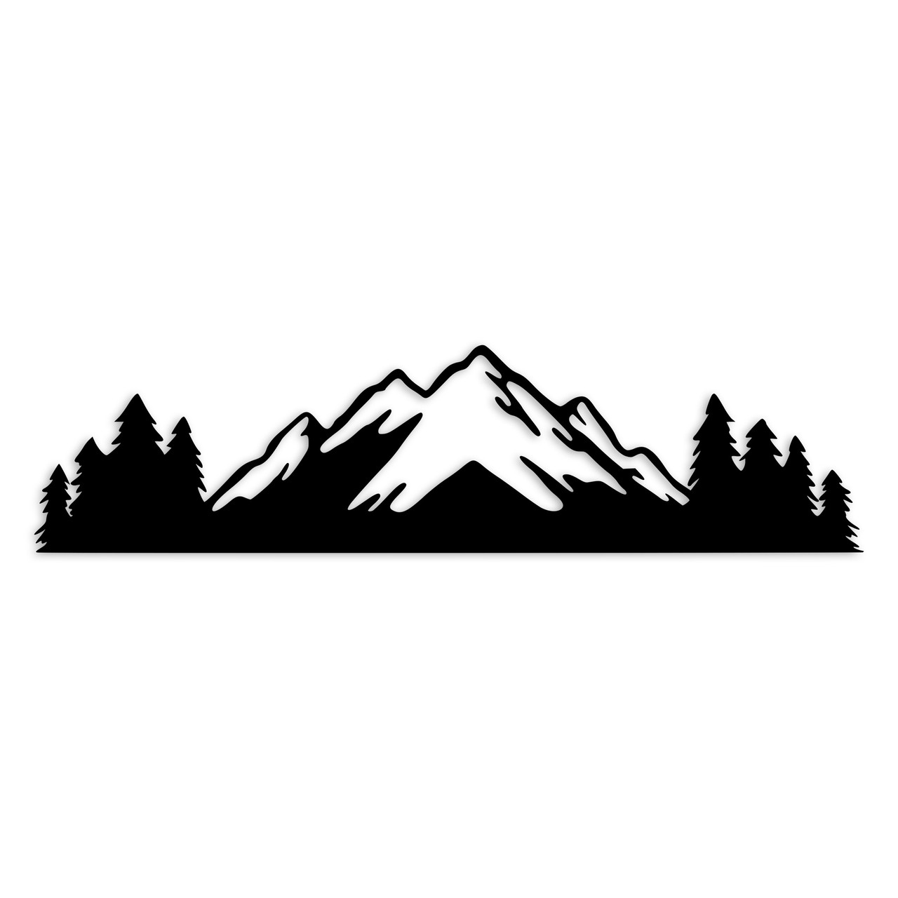 Mountains and trees vinyl decal for cars, trucks, and SUVs – fits above vehicle name badge