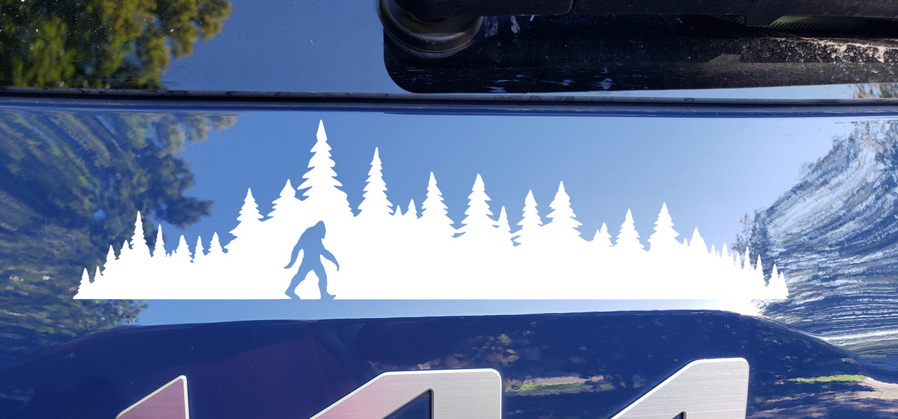 Sasquatch Bigfoot Among Trees cryptid folklore decal - adventure car truck SUV badge accent