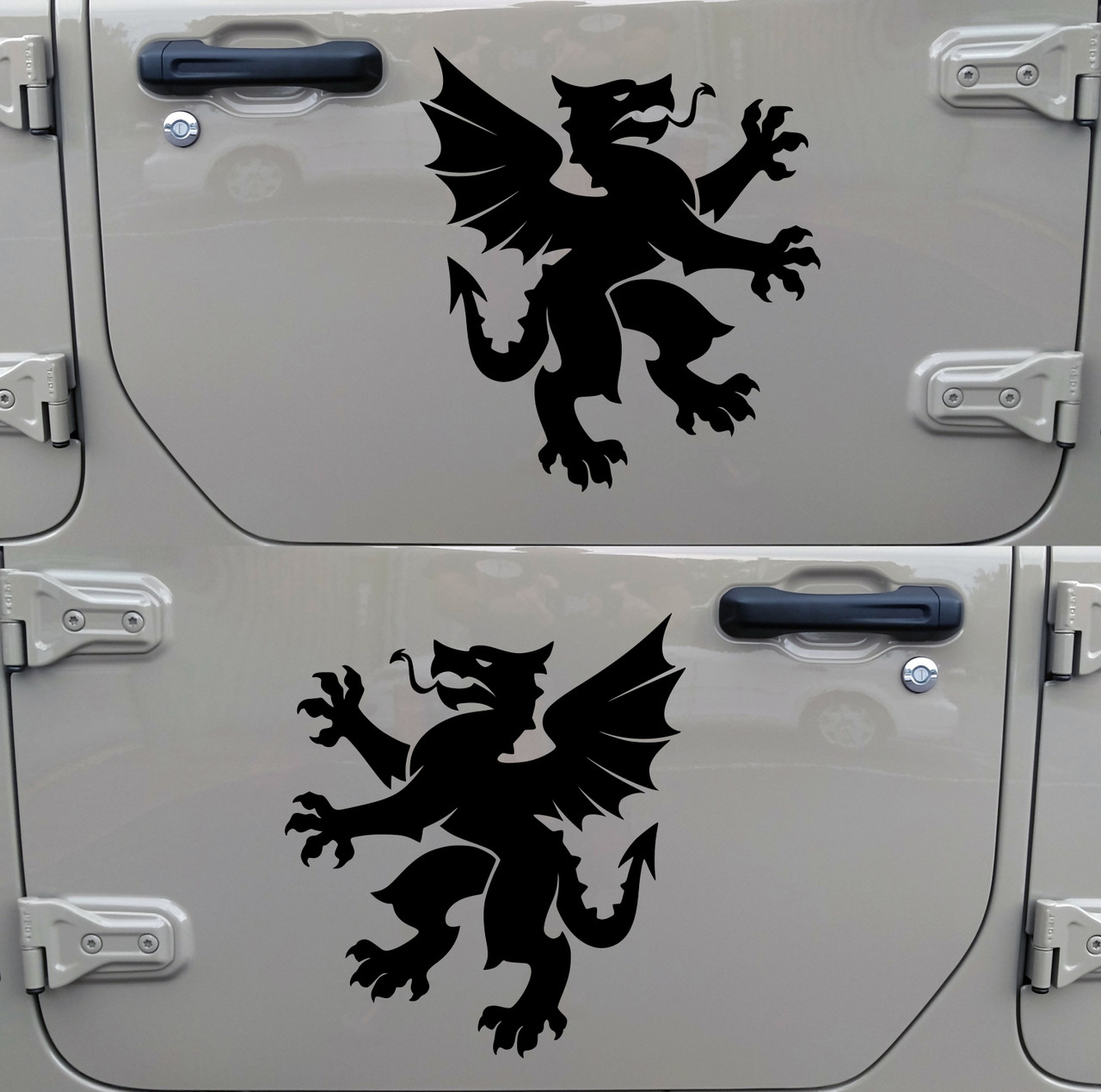 Heraldic rampaging dragon vinyl decal – medieval crest emblem – glossy waterproof vinyl