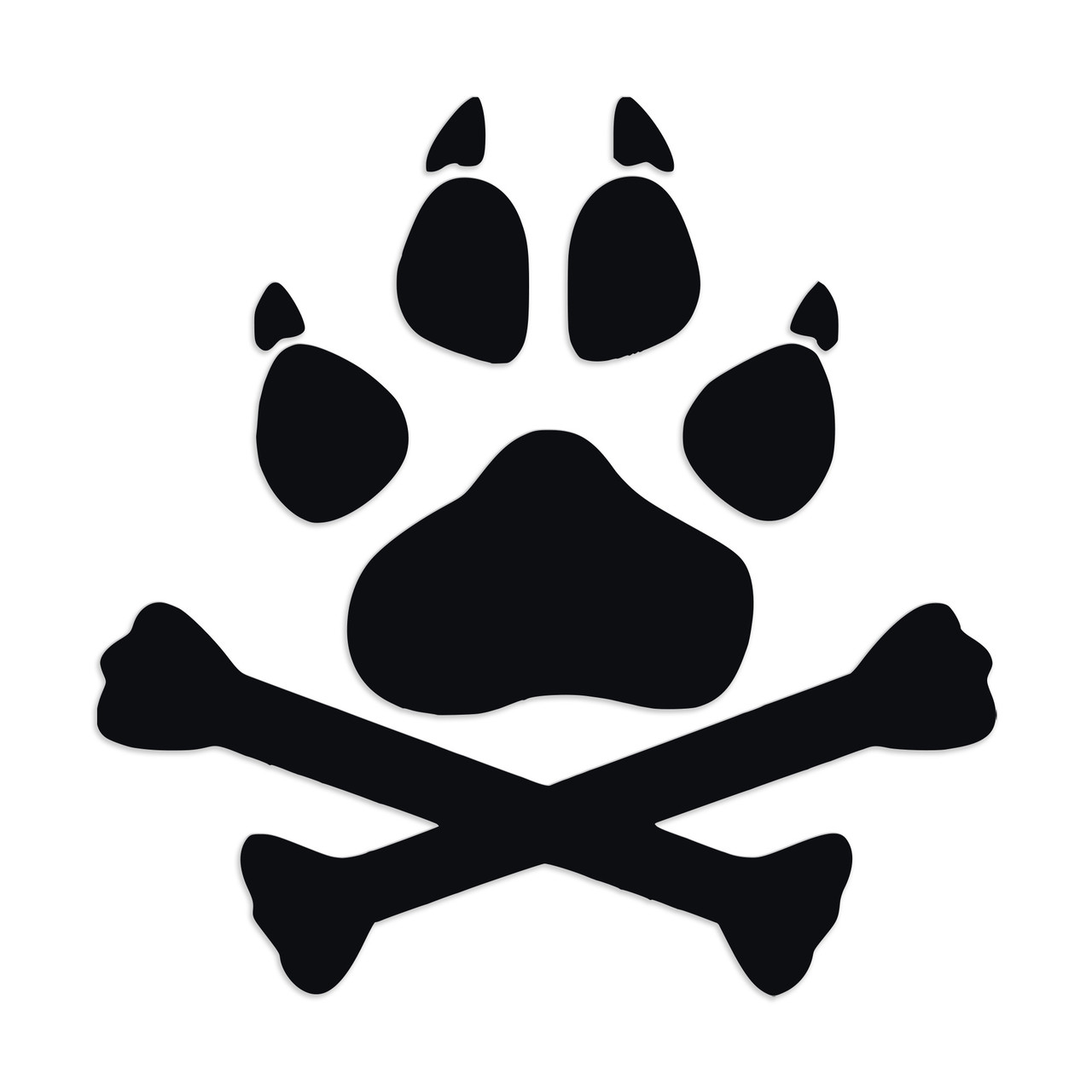 Dog Paw with Crossed Bones V2 vinyl decal featuring a paw print above crossed bones, symbolizing loyalty and wild strength