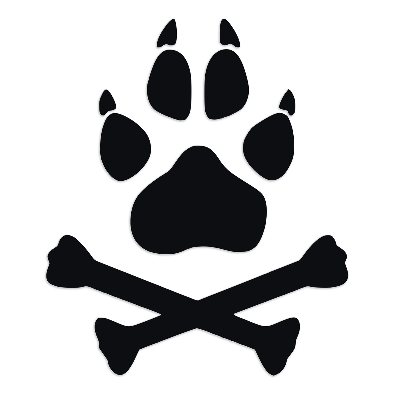 Dog Wolf Paw with Crossed Bones V3 vinyl decal featuring a stylized paw above crossed bones, symbolizing loyalty, courage, and wild spirit