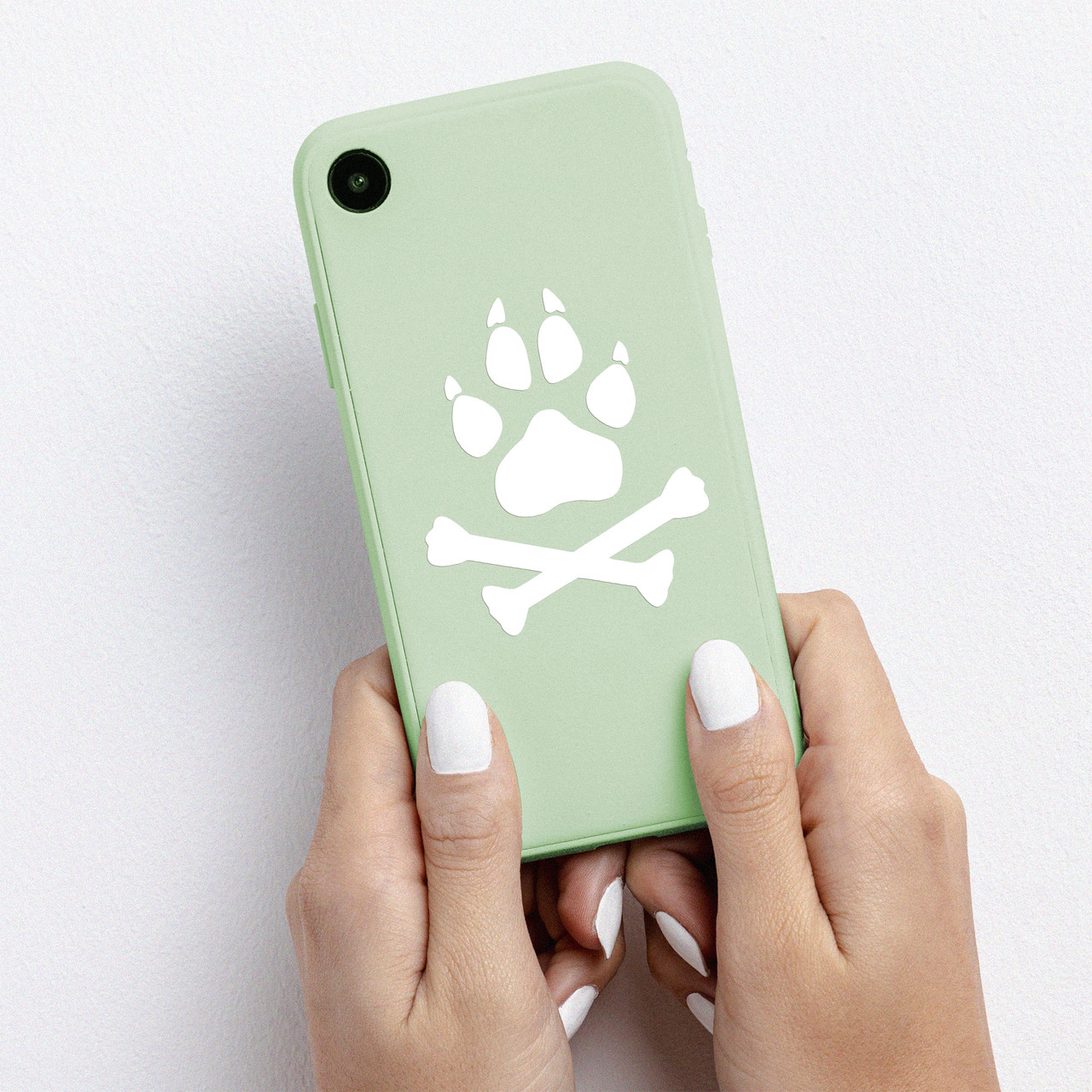 Dog Wolf Paw with Crossed Bones V3 vinyl decal featuring a stylized paw above crossed bones, symbolizing loyalty, courage, and wild spirit