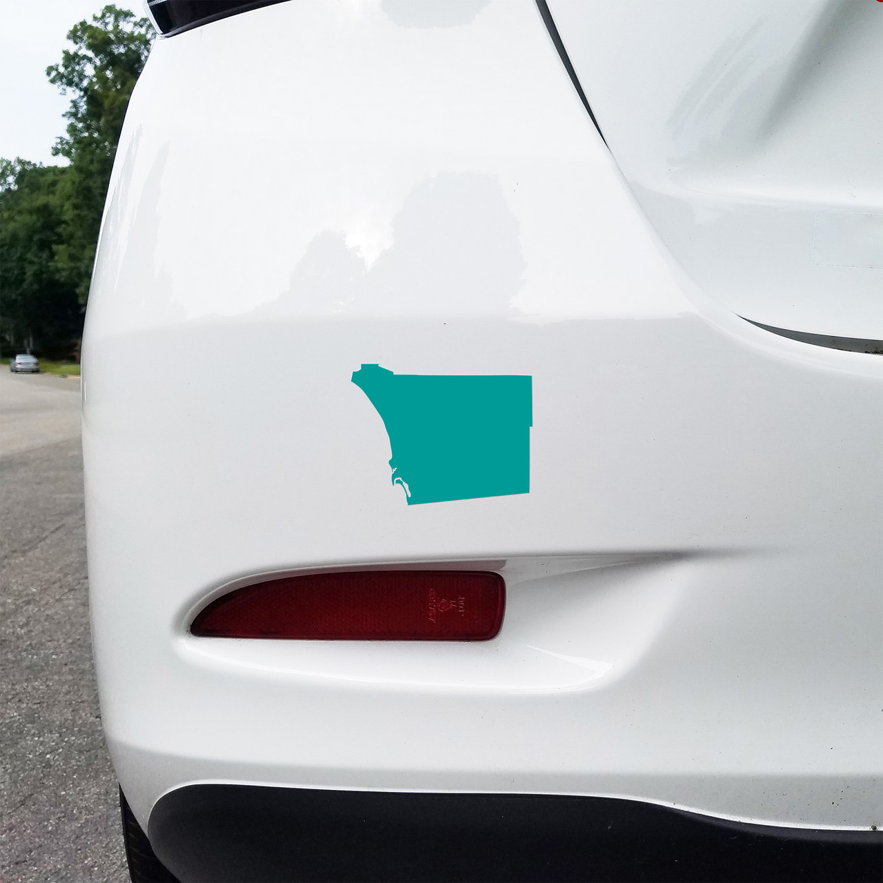 San Diego County California Outline Vinyl Decal showing coastal county shape of Southern California